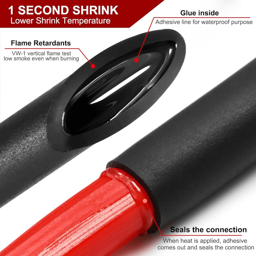 25 ft Dual Wall Adhesive Glue Lined Φ1/4″ (6.4mm) Heat Shrink Tubing 3:1 Ratio