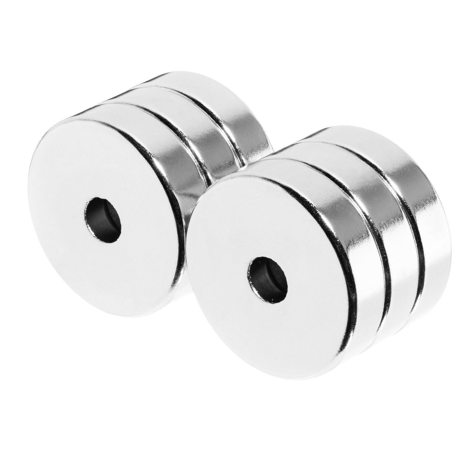 1 x 1/4 Inch Strong Neodymium Rare Earth Countersunk Ring Magnets N42 (6 Pack)