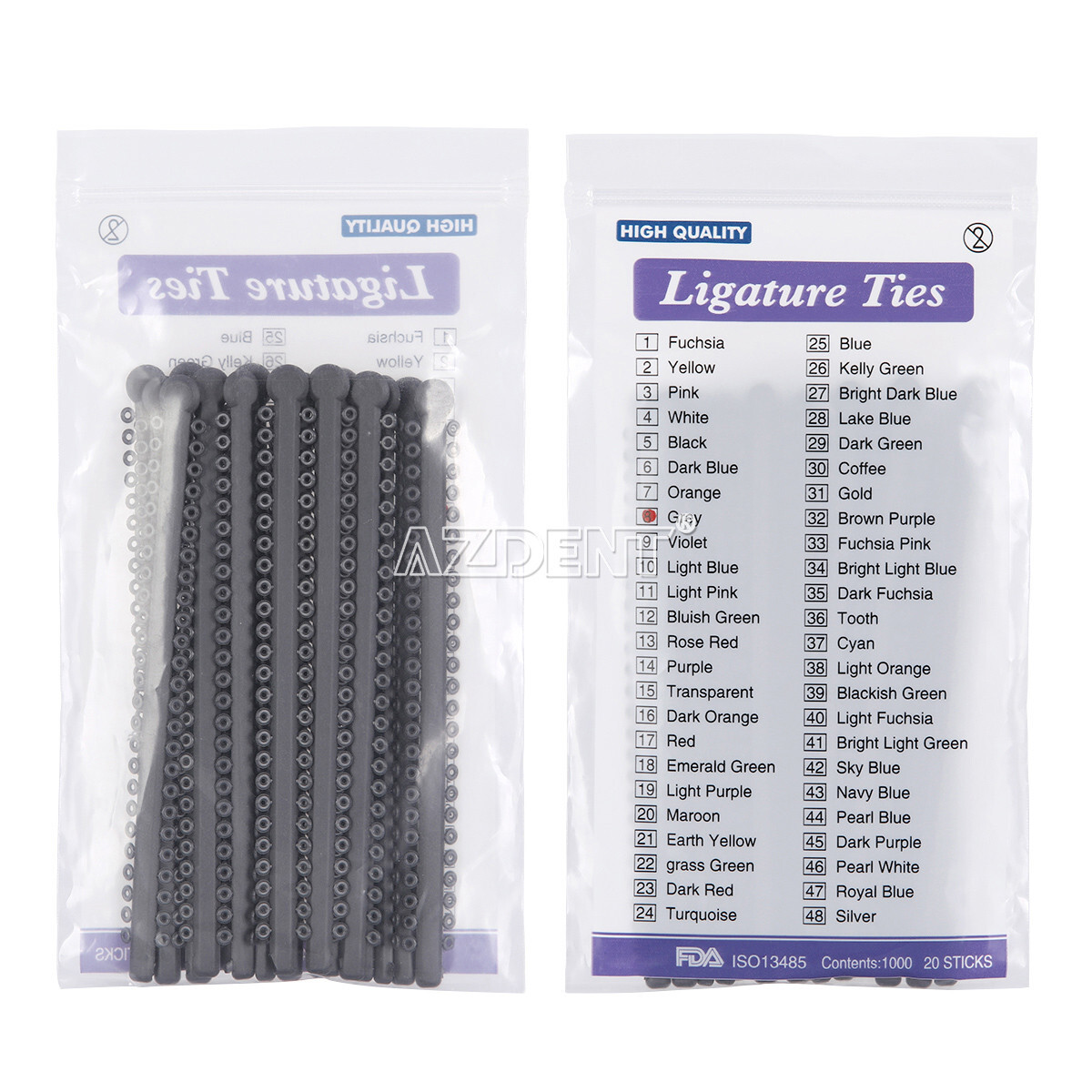 AZDENT Dental Ortho Ligature Ties Elastic Rubber Bands 1000Pcs/Bag 23 Colours