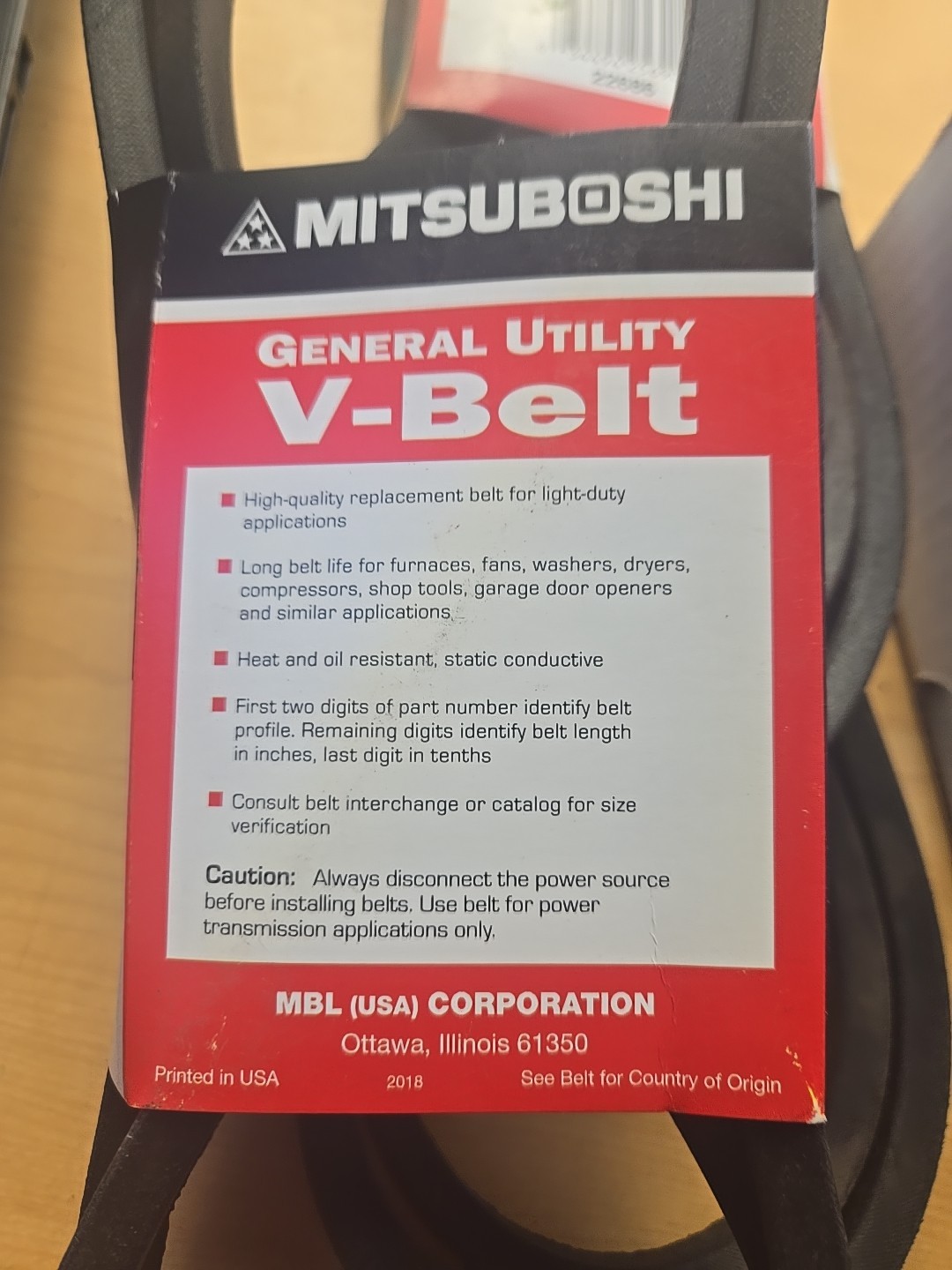 Mitsuboshi FHP 5L690 All Utility V-Belt 0.63in. W X 69in. L /Fractional Motors