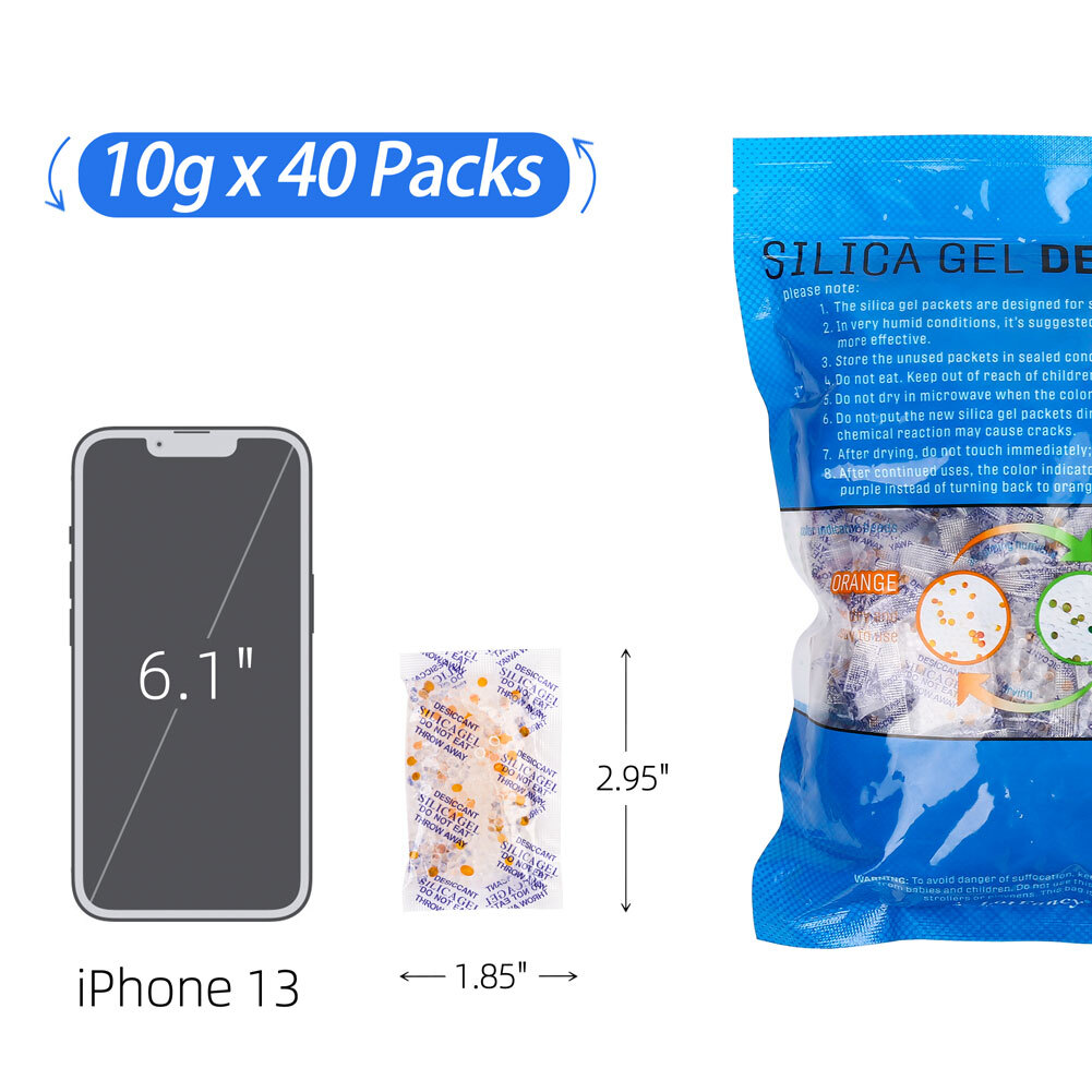40 Packs 10 g Grams Silica Gel Desiccant Packets Moisture Absorber Drying Bags