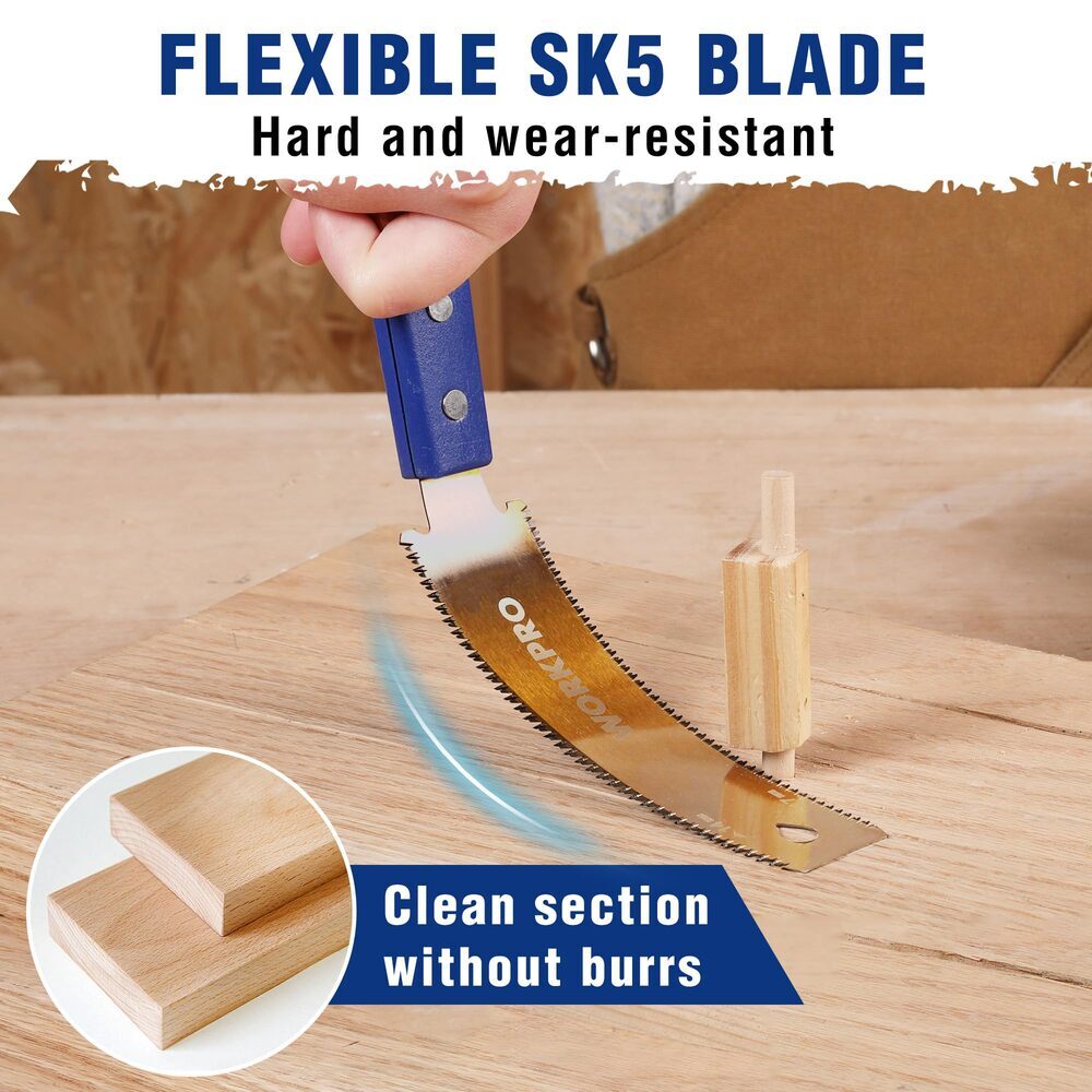 WORKPRO 6″ Japanese Pull Saw Double-Edged Hand Saw 14&17 TPI SK5 Flexible Blades