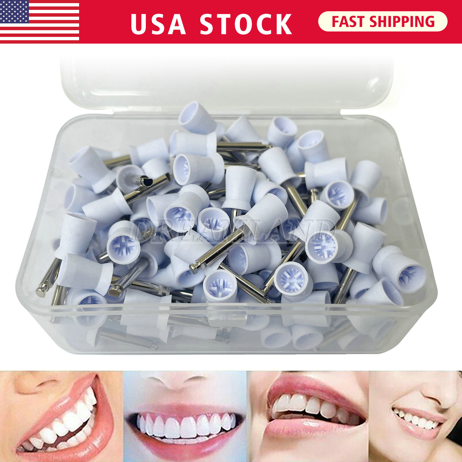Disposable Dental Prophy Polishing Cups Latch Type Rainbow & White