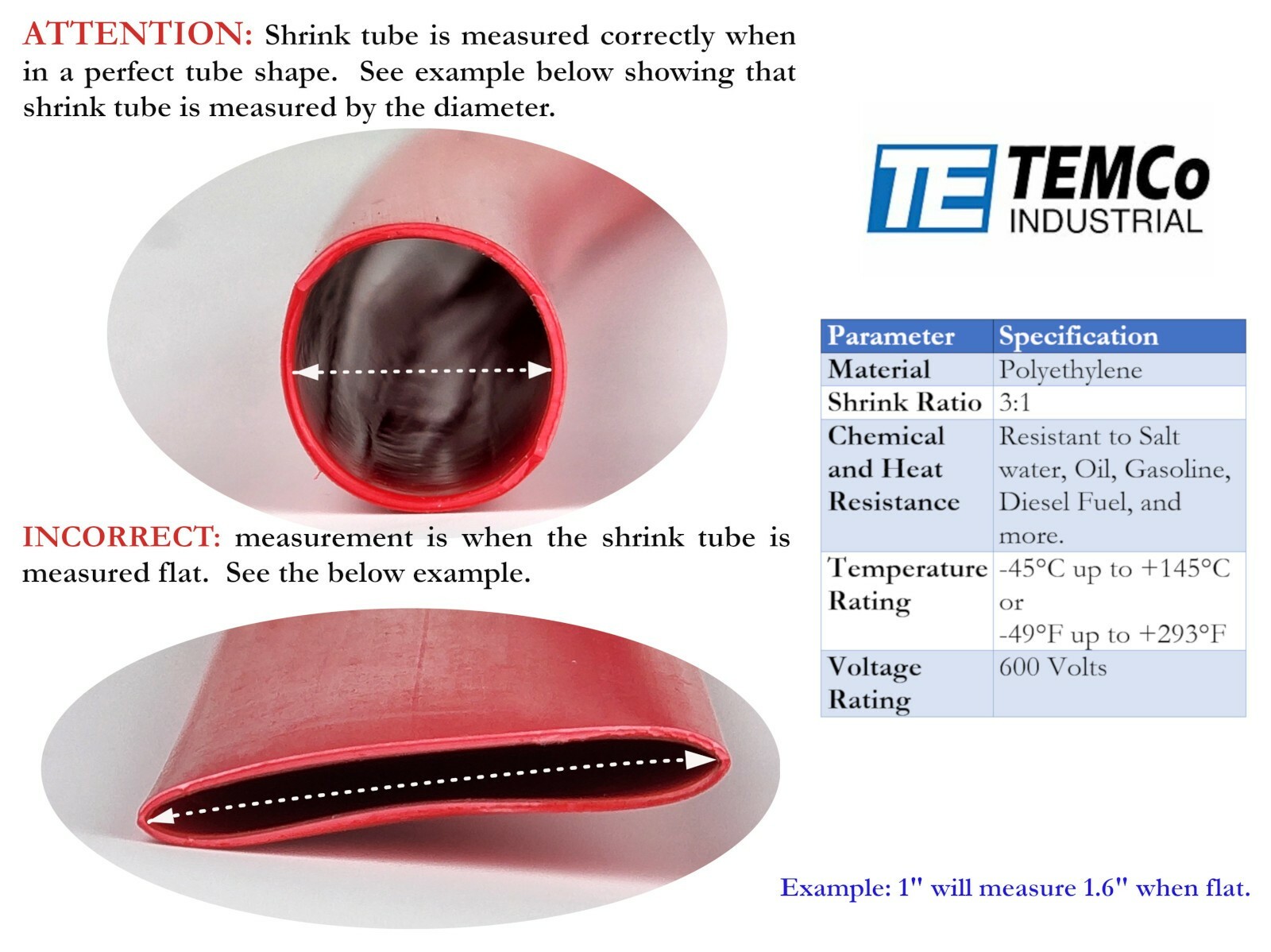 TEMCo 1/2″ Marine Heat Shrink Tube 3:1 Adhesive Glue Lined 4 ft RED