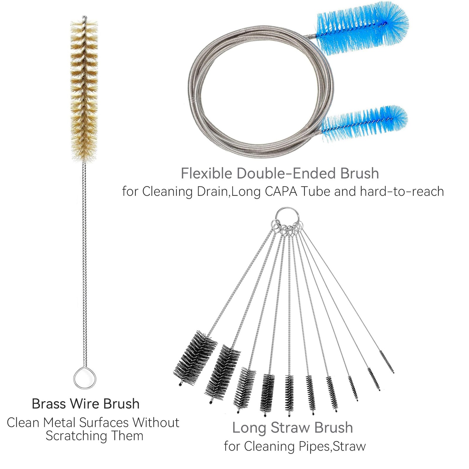 12 Pcs Flexible Tube Pipe Cleaner Brush Set Long Straw Cleaning Brushes