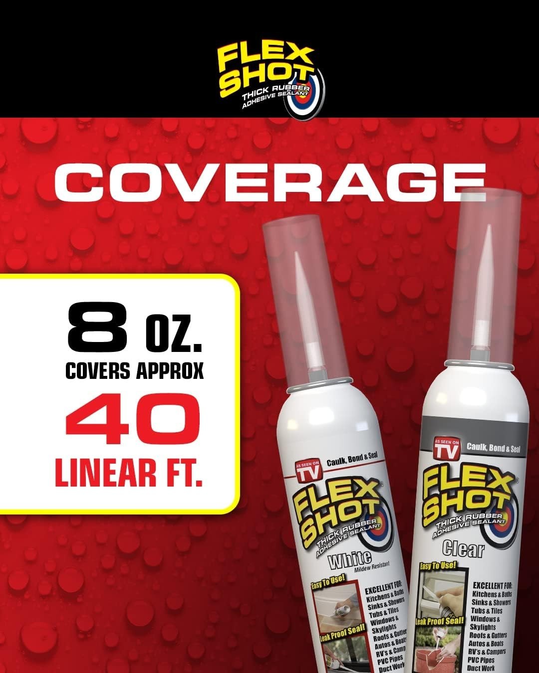 Flexible Adhesive Sealant, 8oz Waterproof Caulk for Indoor and Outdoor Use