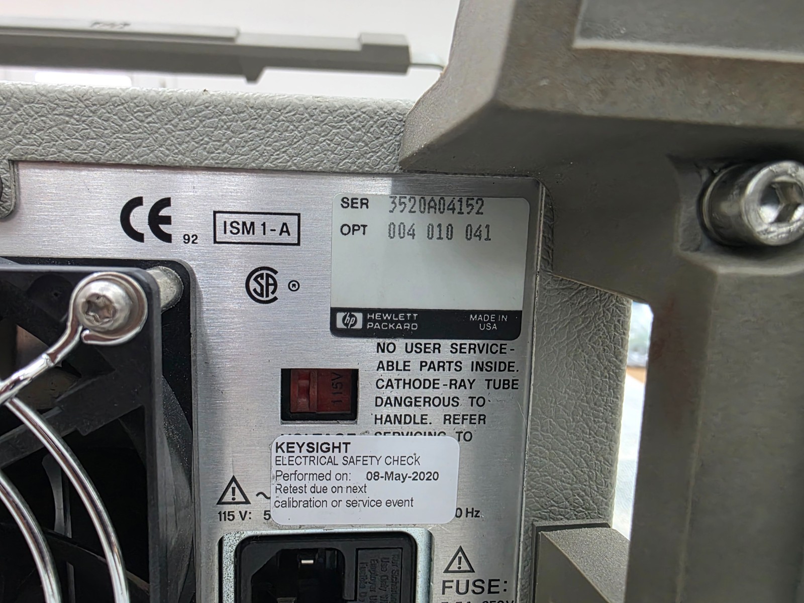 HP Agilent 8591E Spectrum Analyzer w/opt 4, 1 0, 41 Tracking Generator Nice