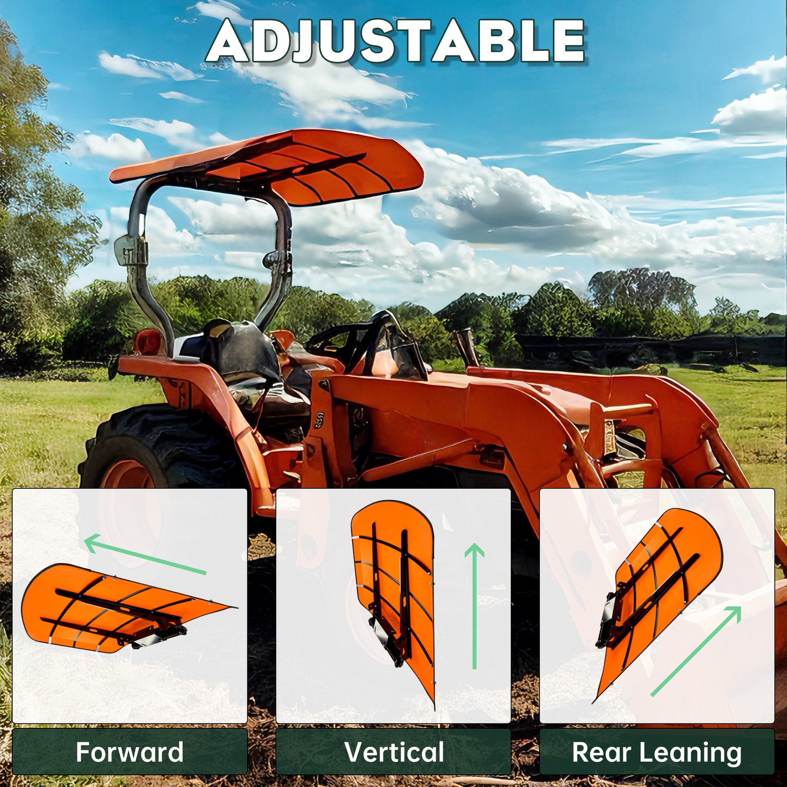 For Kubota, Kioti, Agco Tuff Top Tractor Canopy 48-3/8″ X 48-3/8″ -Orange