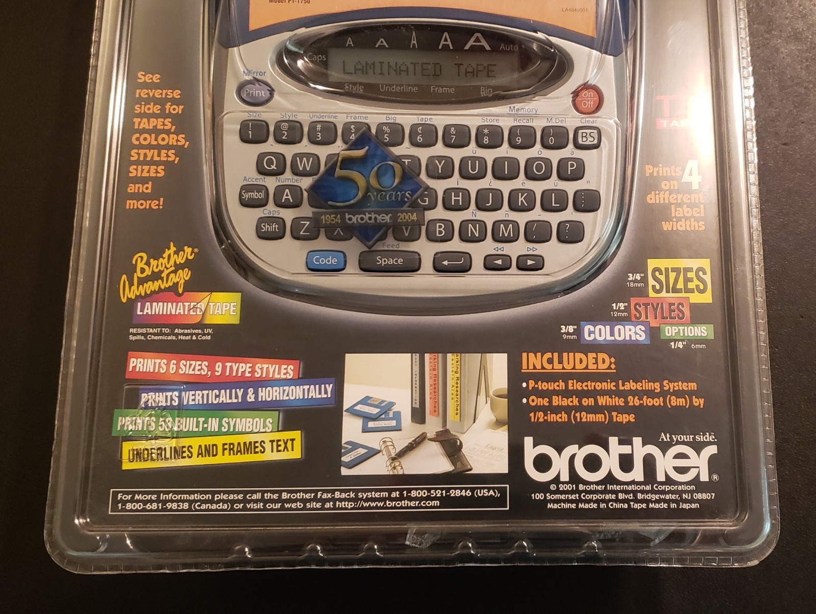 Brother PT-1750 P-Touch Label Maker Electronic Labeling System – New Sealed NOS!