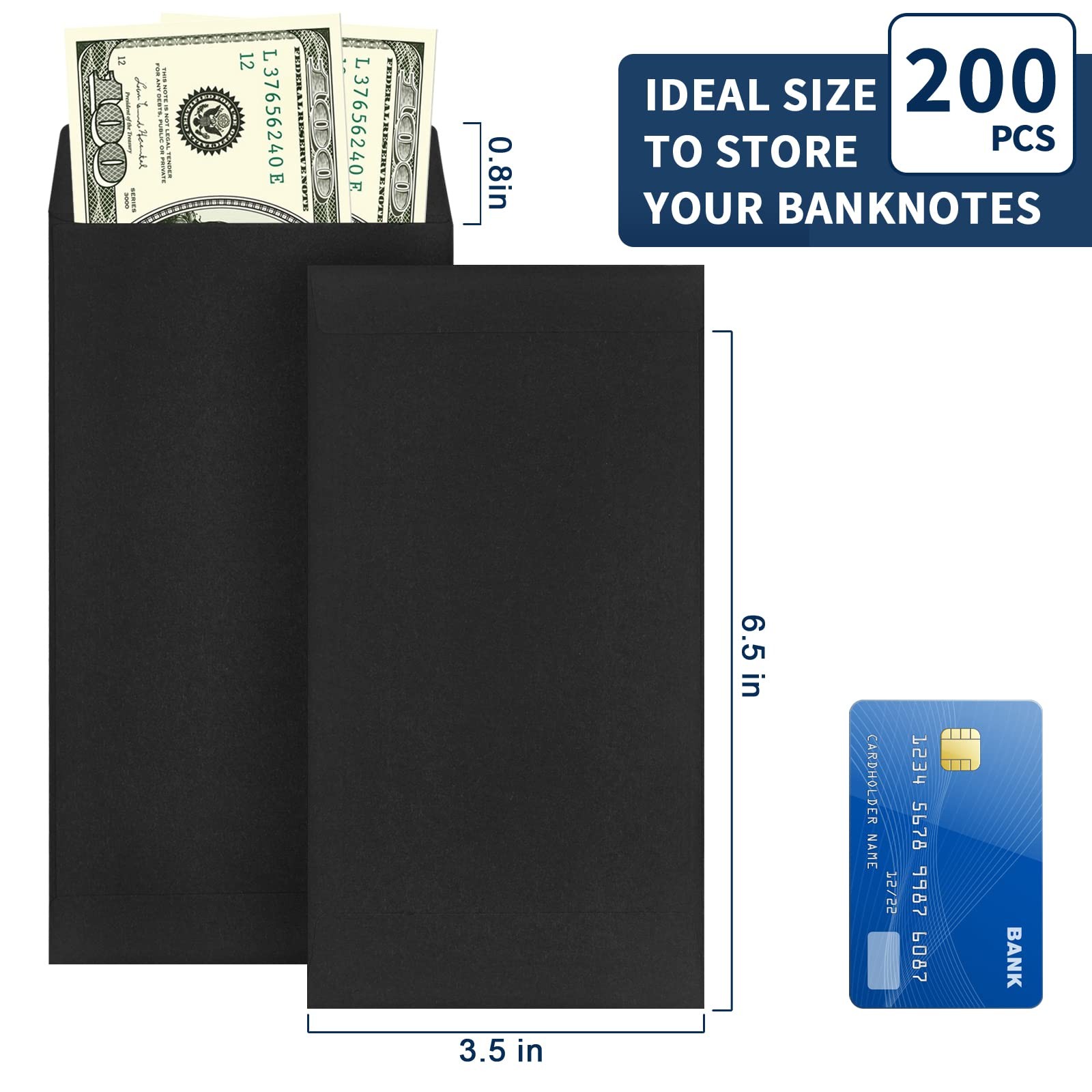 200 Pack Cash Envelopes for Budgeting, 6.7 x 3.5 Inch | Large Pack of Self-Ad…