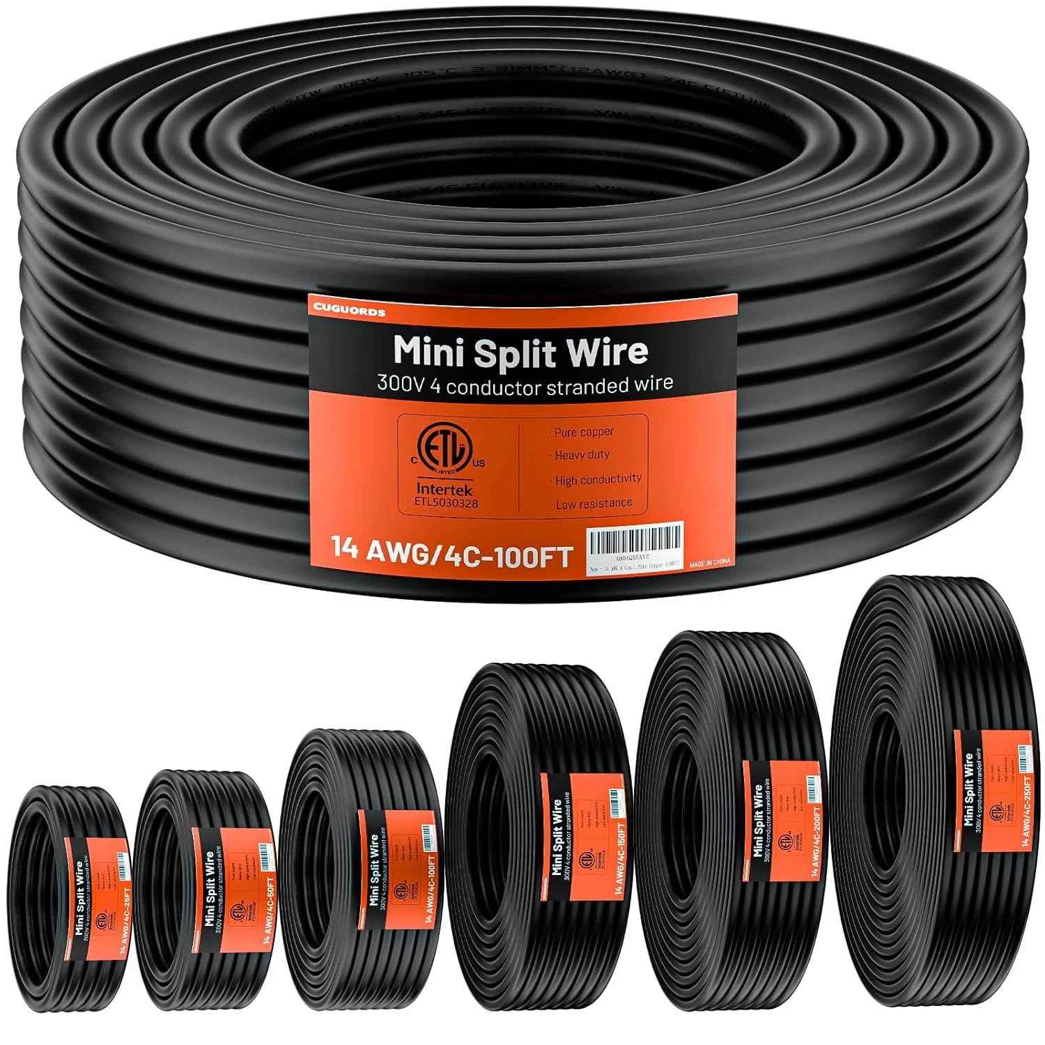 100% Pure Copper ETL Listed 14-4 Mini Split Cable | 14/4 Mini Split Communicatio