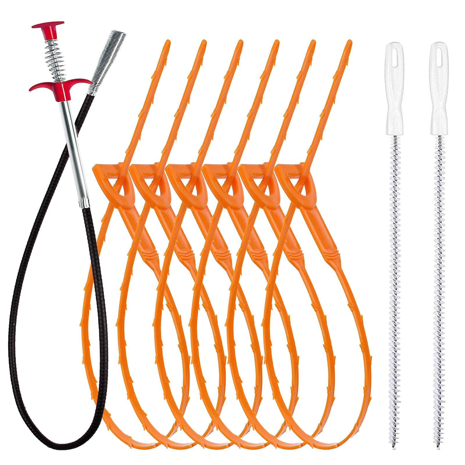 Drain Snake Hair Remover and Cleaning Brush Tool Set 9 Pack