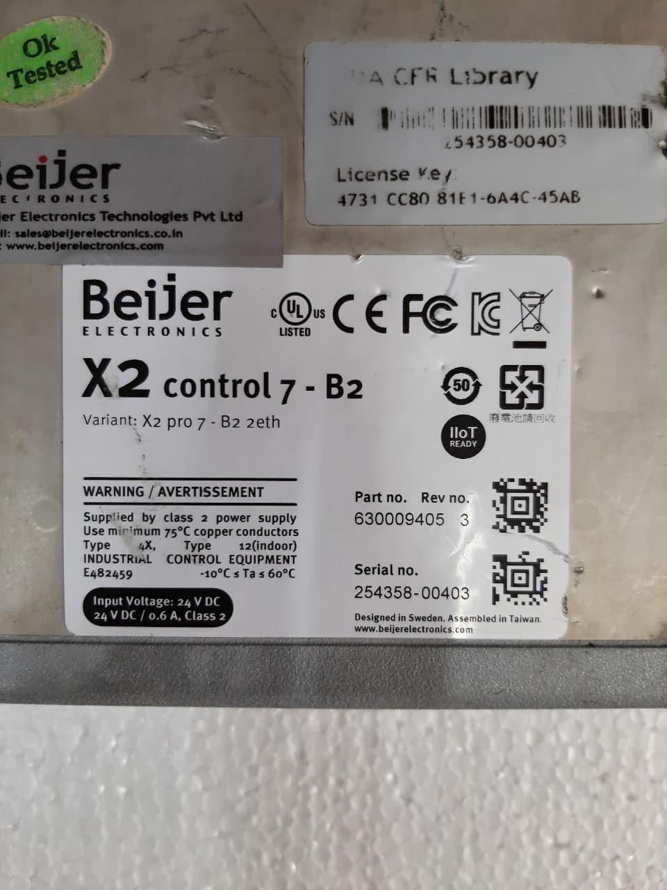 BEIJER ELECTRONICS X2 PRO 7-B2 OPERATOR TOUCH SCREEN HMI PANEL 630009405 REV.3