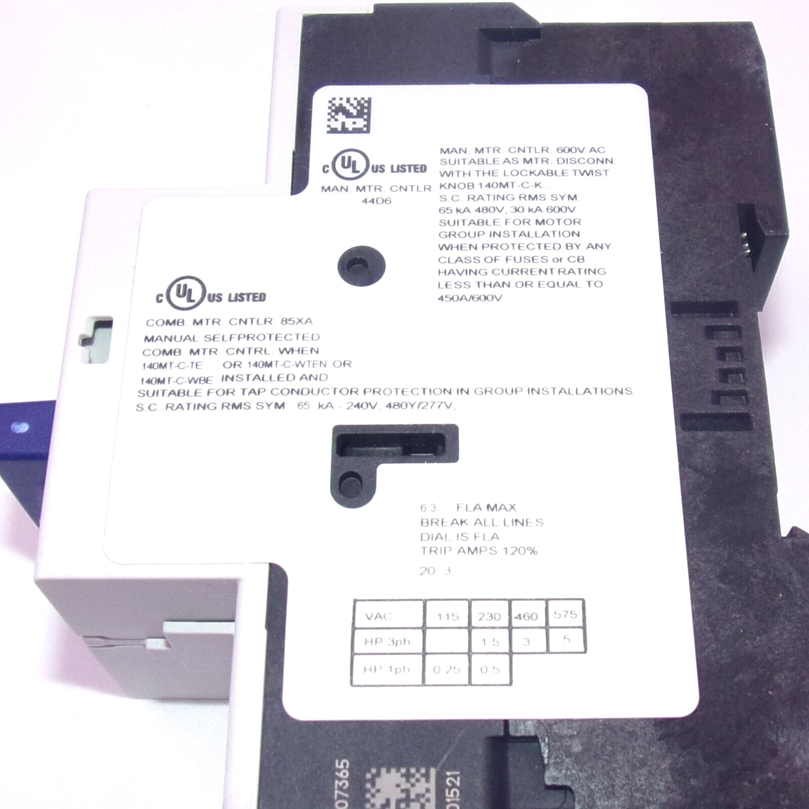 Allen-Bradley 4.0-6.3A 3-Pole Motor Protection Breaker 140MT-C3E-B63 SER. A