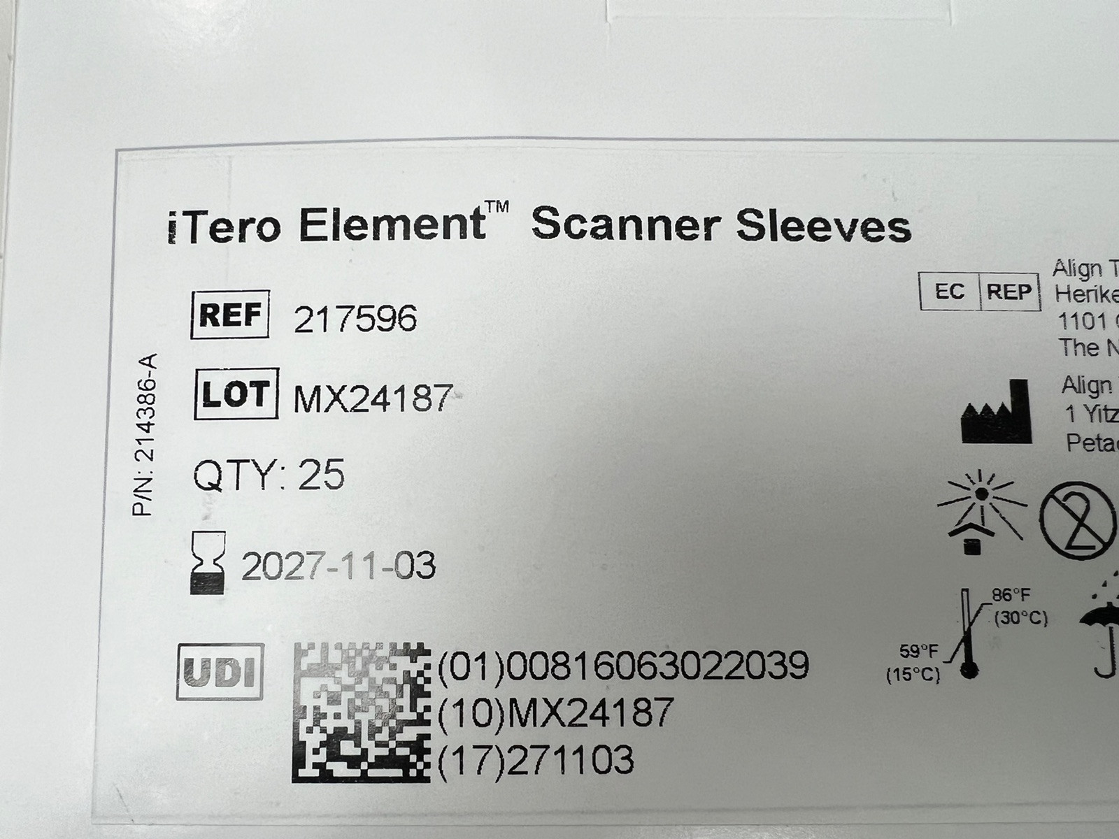 iTERO Element Sleeves – Single Use Disposable Scanner Sleeves, 25 per box
