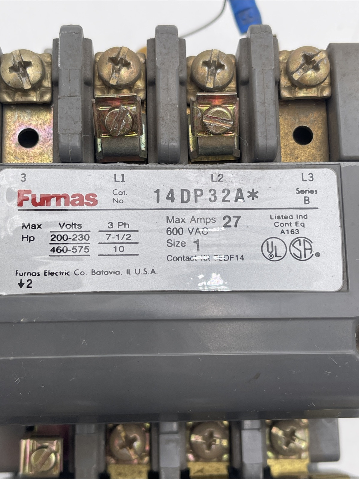FURNAS 14DP32A SIZE 1 MOTOR STARTER 7 amp 600 VAC(EB1473)