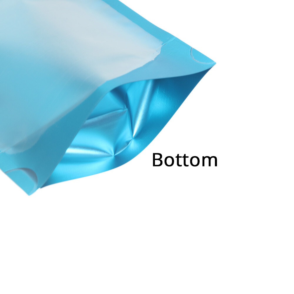 5x7in Matte Clear Front Blue Back Mylar Stand up Zip Lock Pouch Bag w/ Machine