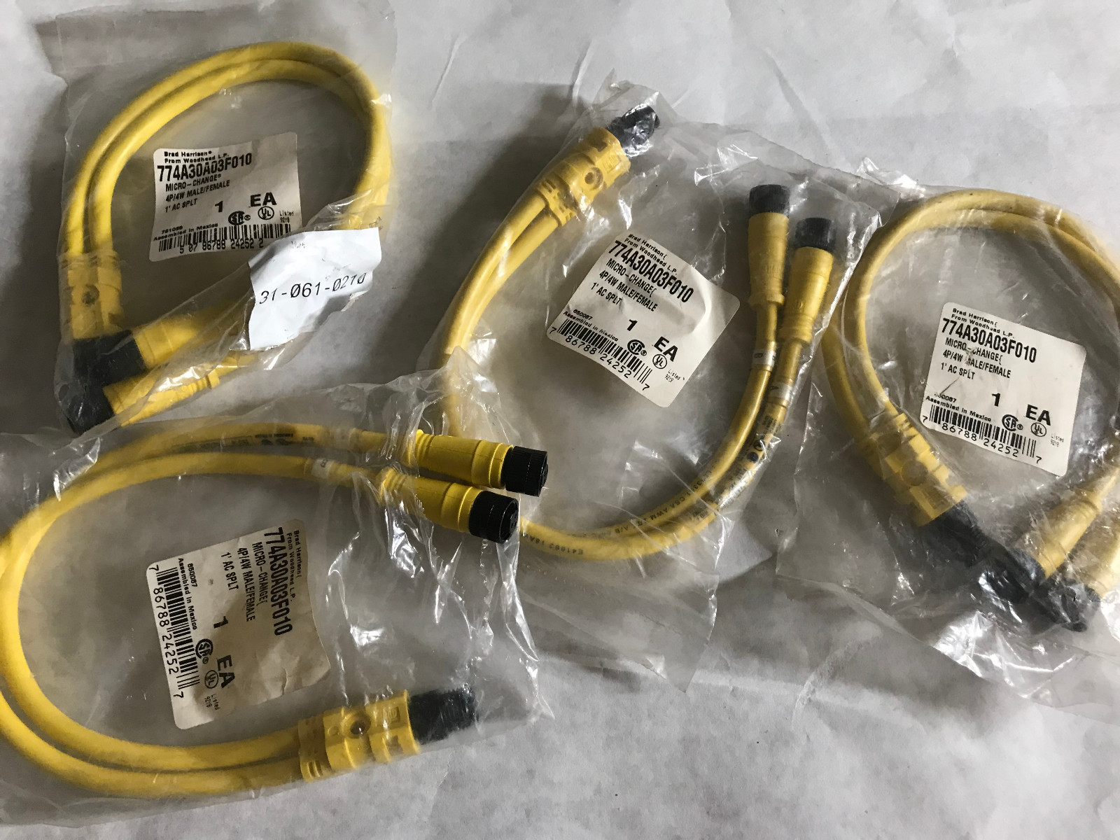 NEW BRAD HARRISON 774A30A03F010 WOODHEAD MICRO-CHANGE 4P/4W MALE/FE 1′ AC,AG