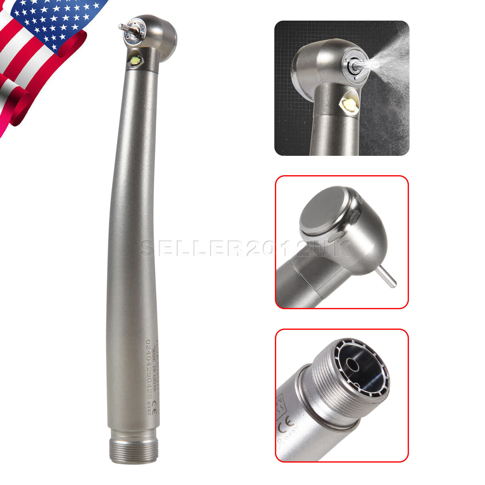 Dental High Speed Handpiece E-generator LED Fiber Optic Push 2 Hole 2-H Borden