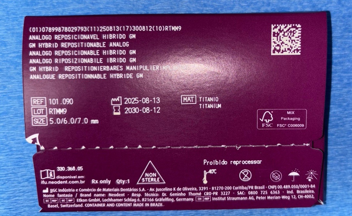 11 X Dental Lab Analog Neodent GM Repositionable Titanium Size 5.0/6.0/7.0