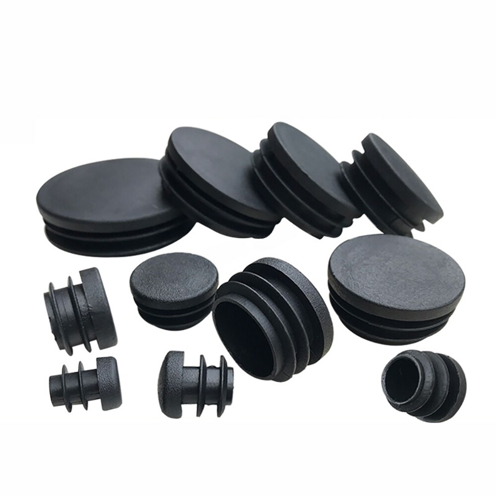 Black Round Plastic Blanking End Cap Caps Tube Pipe Inserts Plug Bung Steel Leg