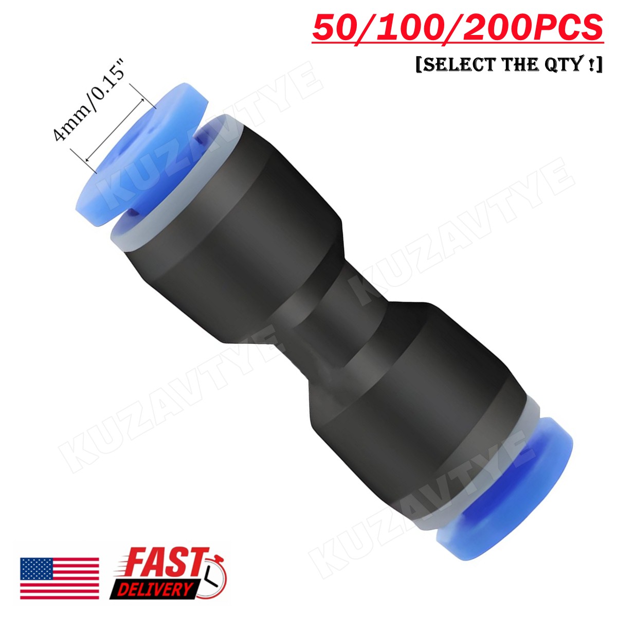 50PCS Air Line Fittings Straight Push Quick Release Connect Pneumatic Connectors