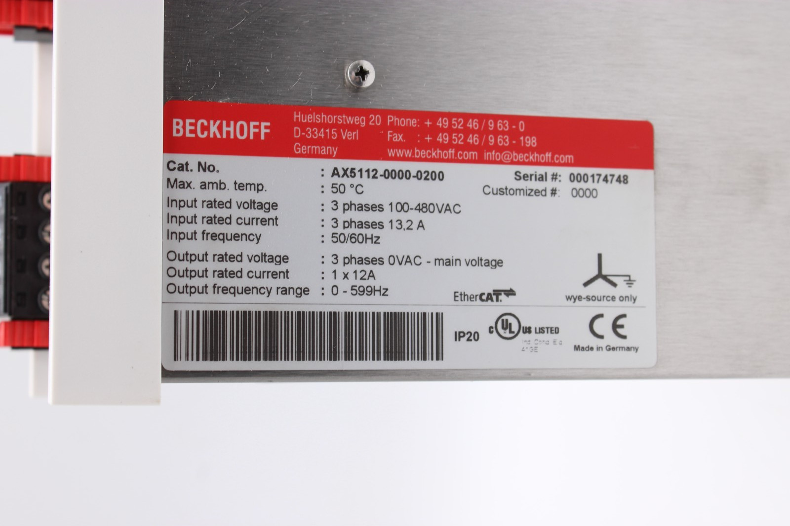 Beckhoff AX5112-0000-0200 Dual-Channel Digital Compact Servo Drive