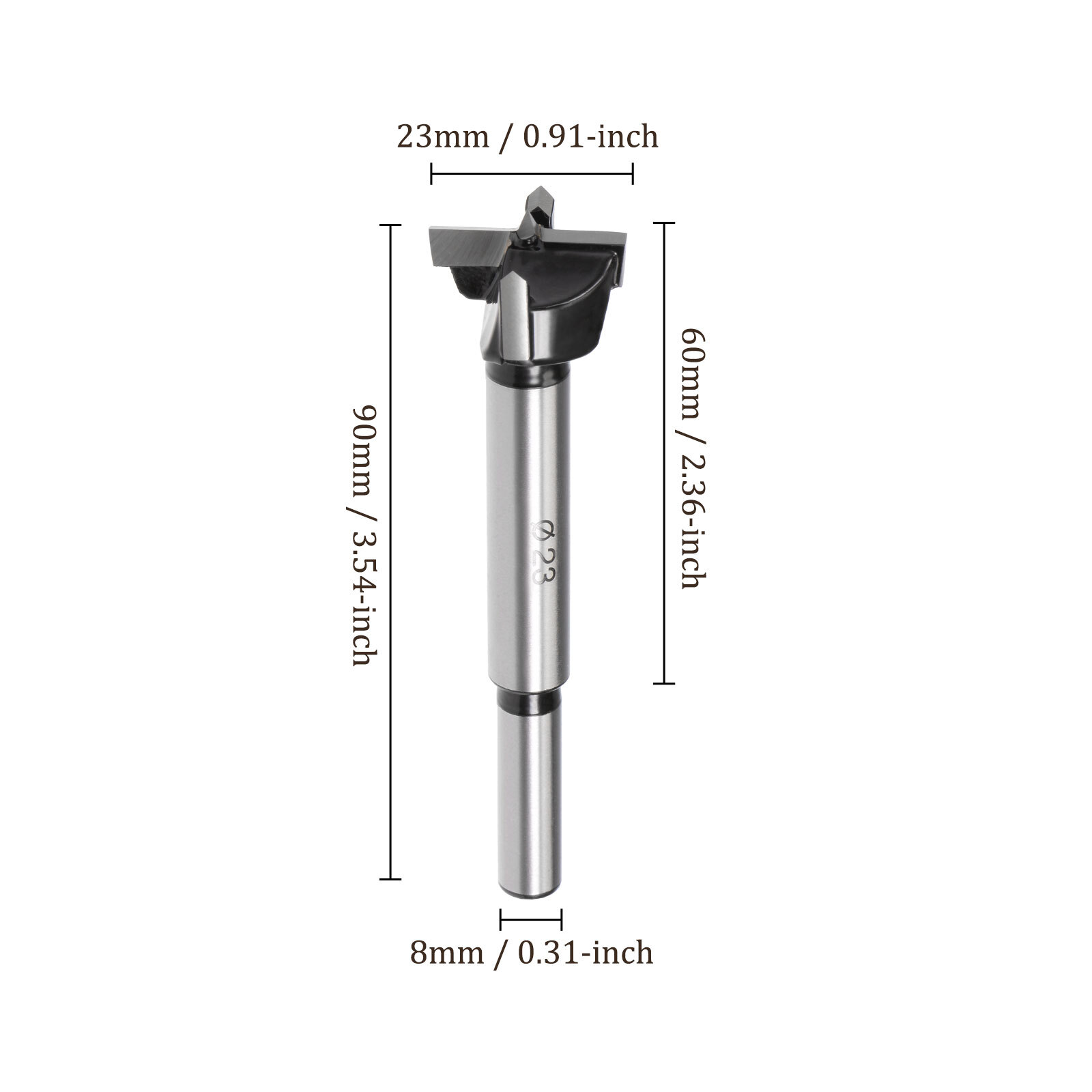 Forstner Drill Bit 23mm Carbide Wood Auger Opener Boring Bit Black
