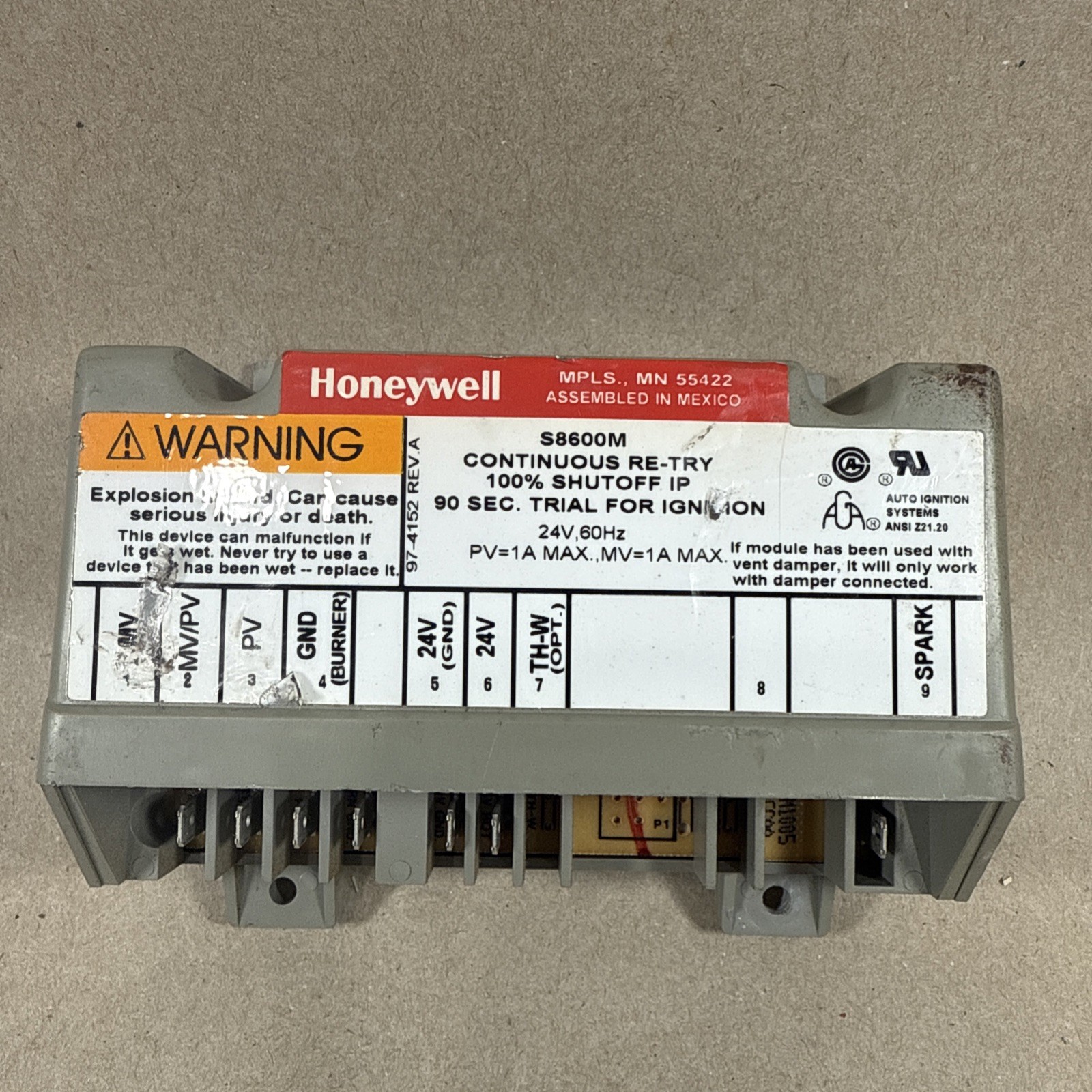 TESTED🔥Honeywell S8600M1005 1Ignition Control Module HQ1011449HW S8600M
