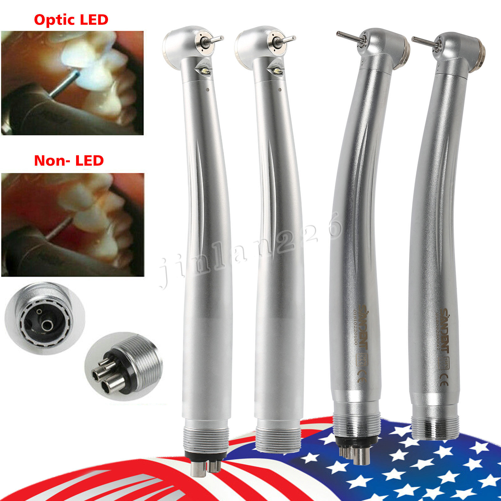 NSK Style Dental (LED Optic E-generator) Handpiece High Speed Turbine Turbina BM