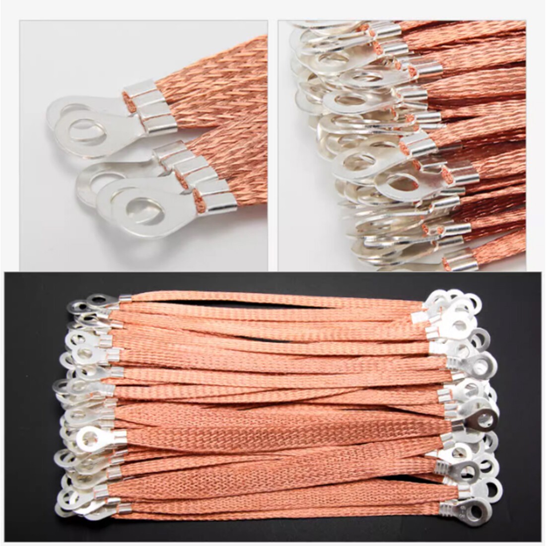 100x Battery Lead Earth Strap Leng 200/250/300mm Flexible Cable Tin Copper Braid