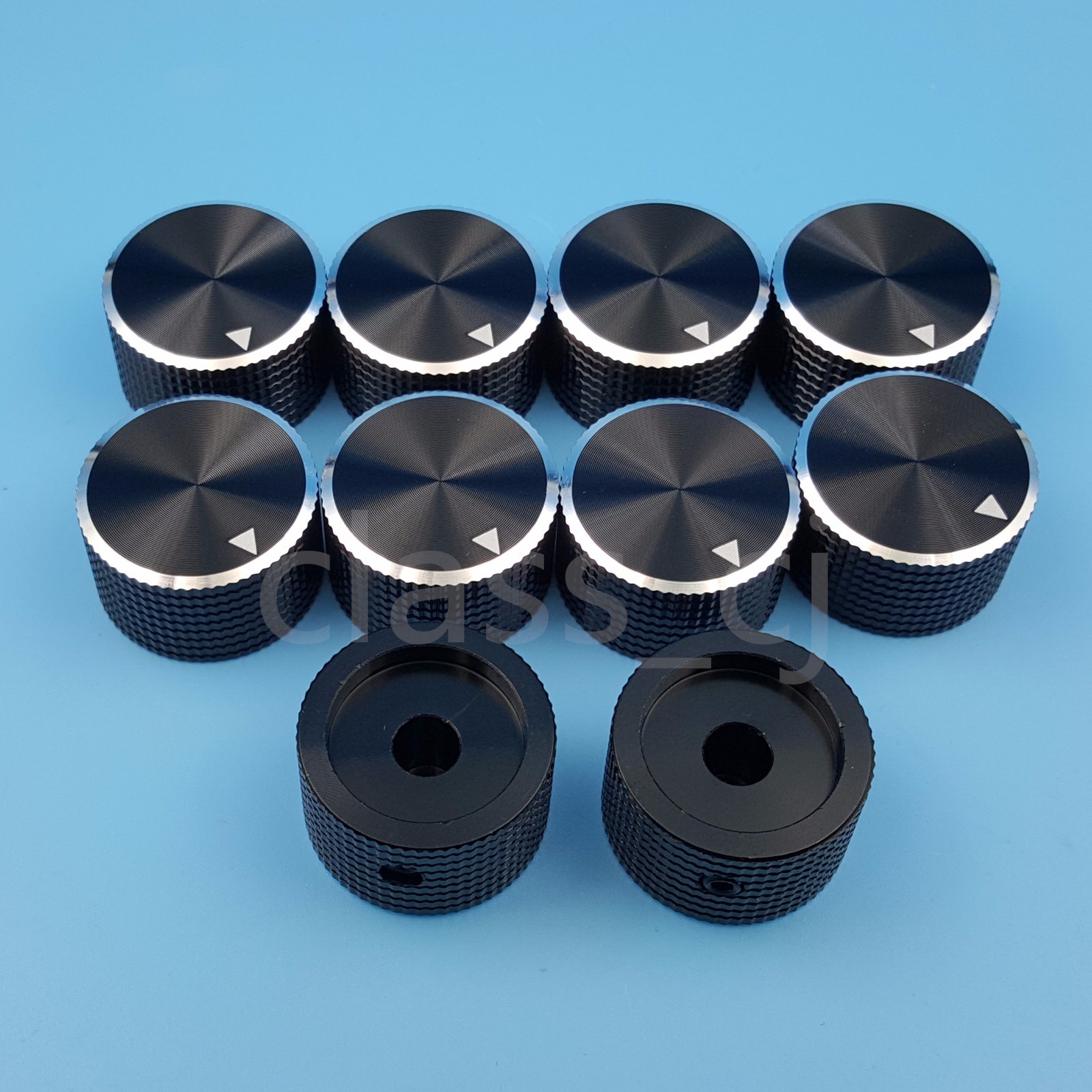 10Pcs 6.4mm 1/4” Black Aluminum 25 x 15.5mm Amplifier Audio Volume Rotary Knob
