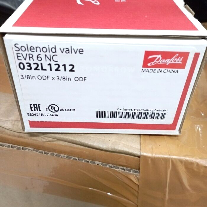 2PCS LOT- Danfoss 032L1212 Solenoid Valve EVR 6 NC 3/8in, ODFx3/8in- Brand New