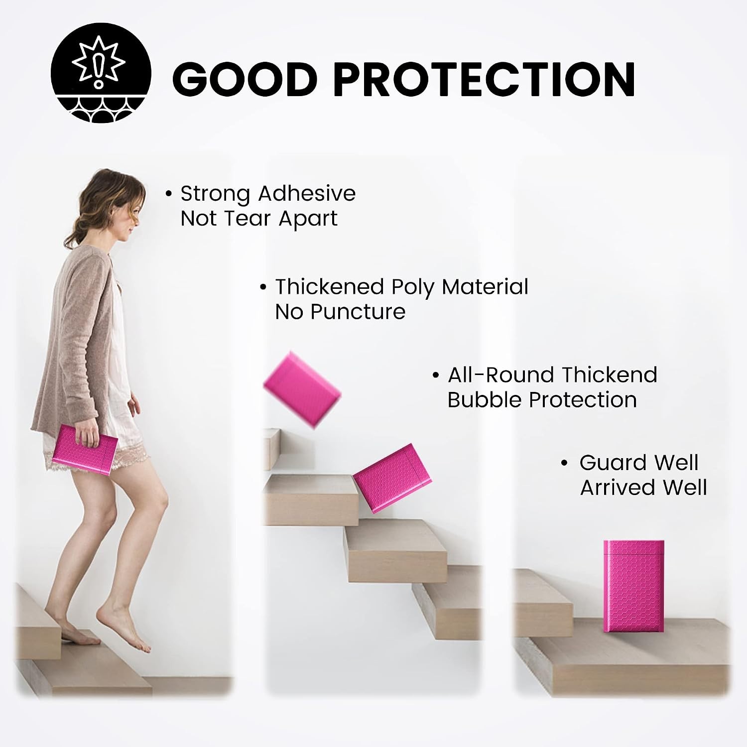 High-Quality 4×8” Pink Bubble Mailers – 100 Count Self-Seal Shipping Envelopes