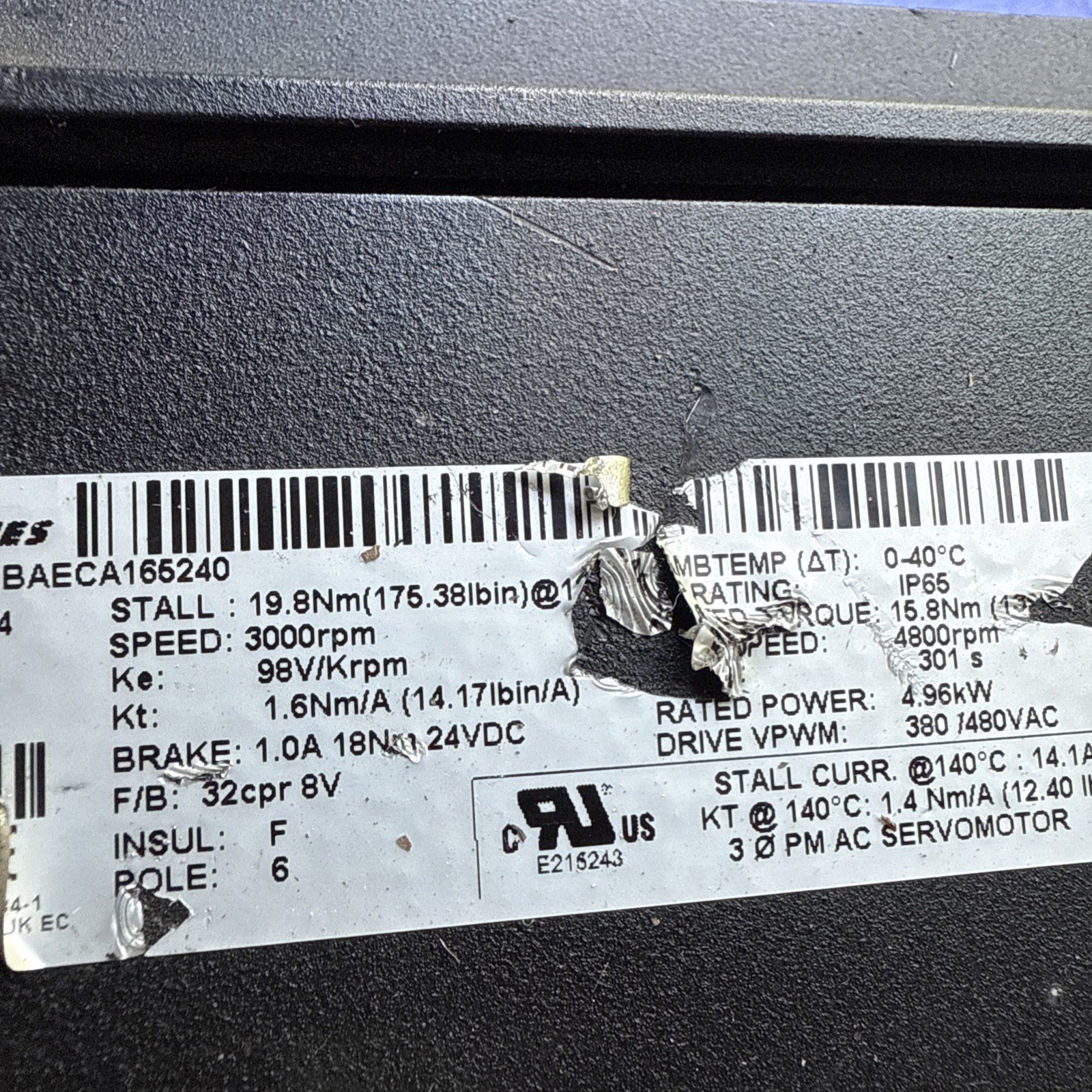 Emerson Control Techniques SERVO MOTOR 142u2d301baeca165240