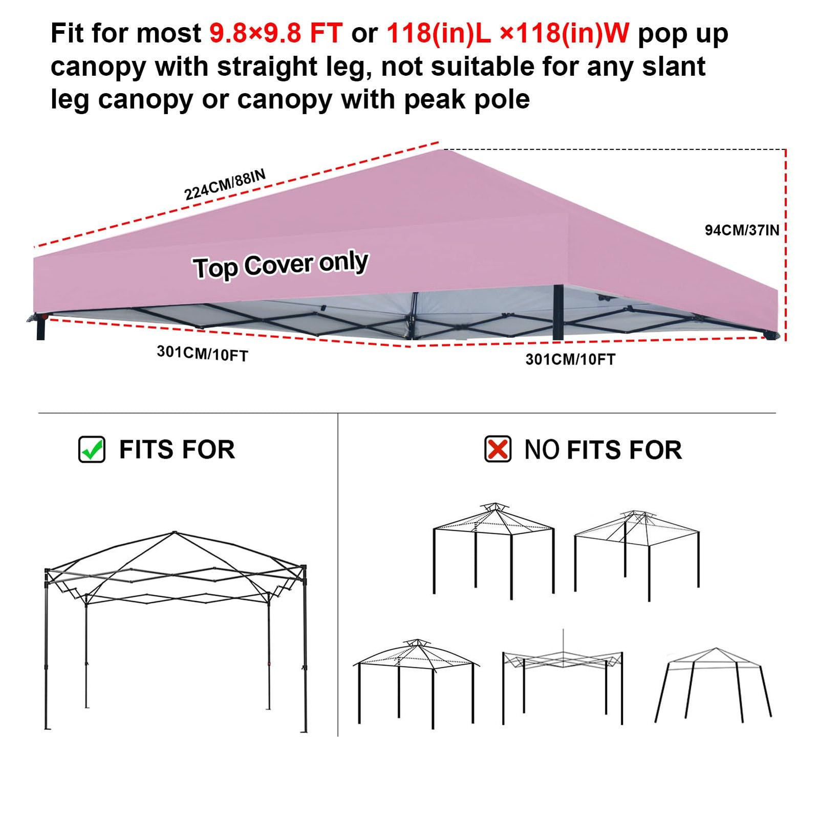 Joramoy 1010 Canopy Replacement Top Only Waterproof Pop Up Canopy Tent Top
