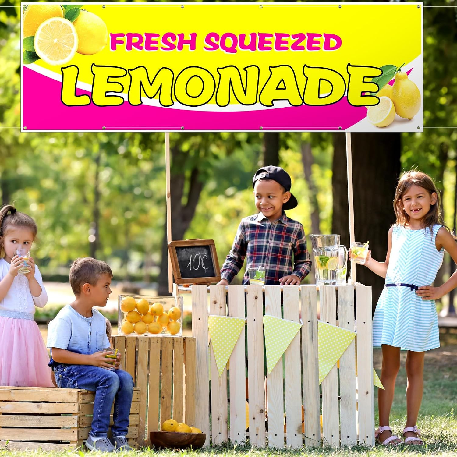 3 X 10 Ft Pink Lemonade Sign Vinyl Banner Fresh Squeezed Lemonade Stand Supplies