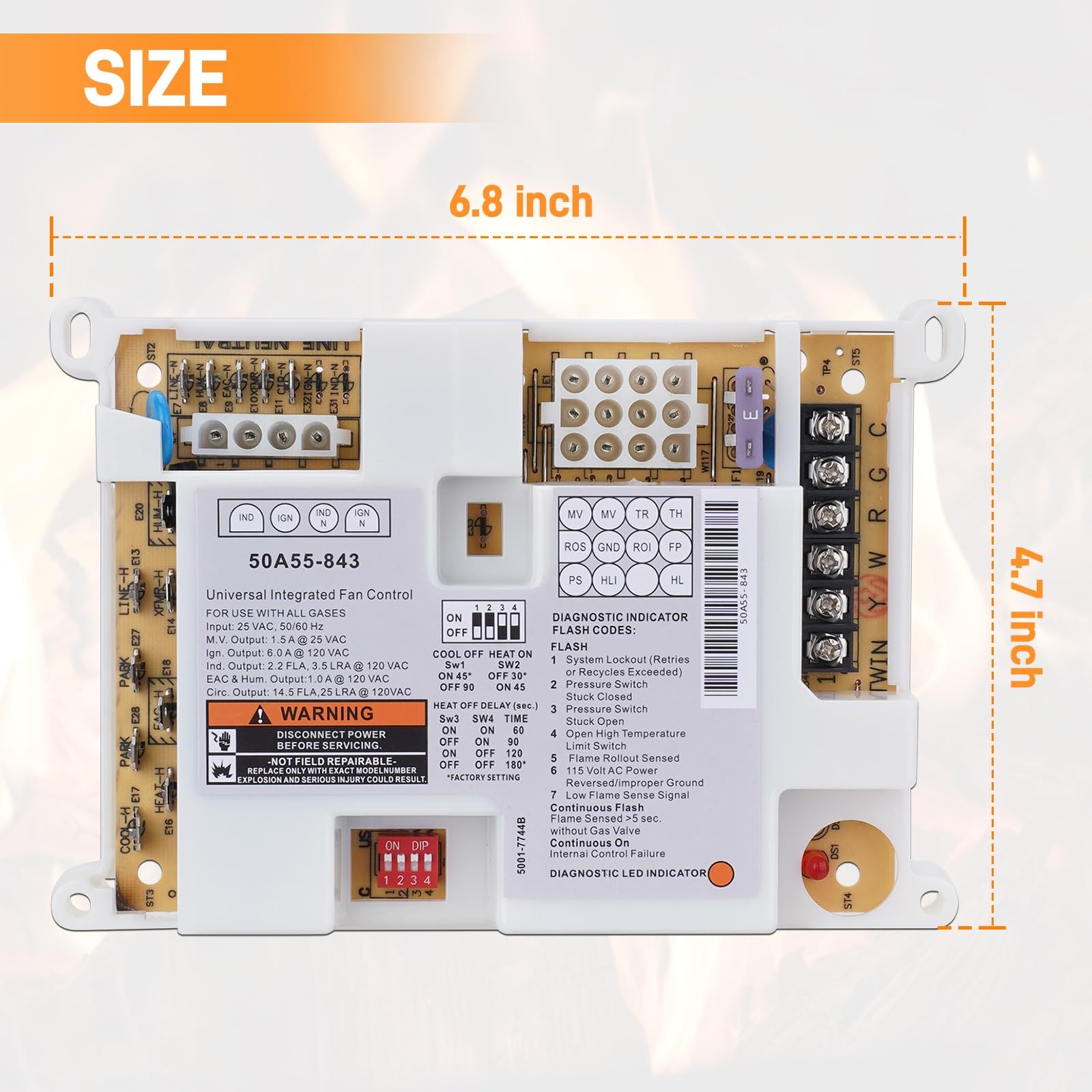 50A55-843 Furnace Control Circuit Board Replacement for White Rodgers
