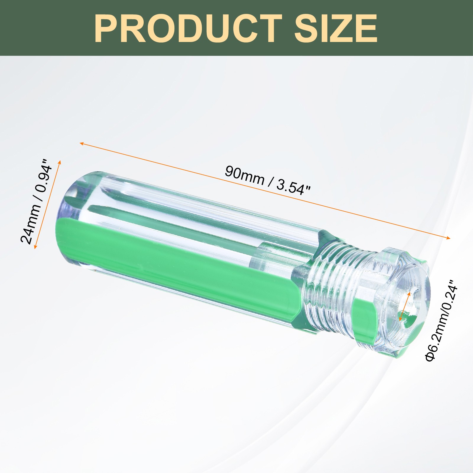 Pre-Drilled Blank Screwdriver Handles 6.2mm Hole 90mm Length, Clear Green