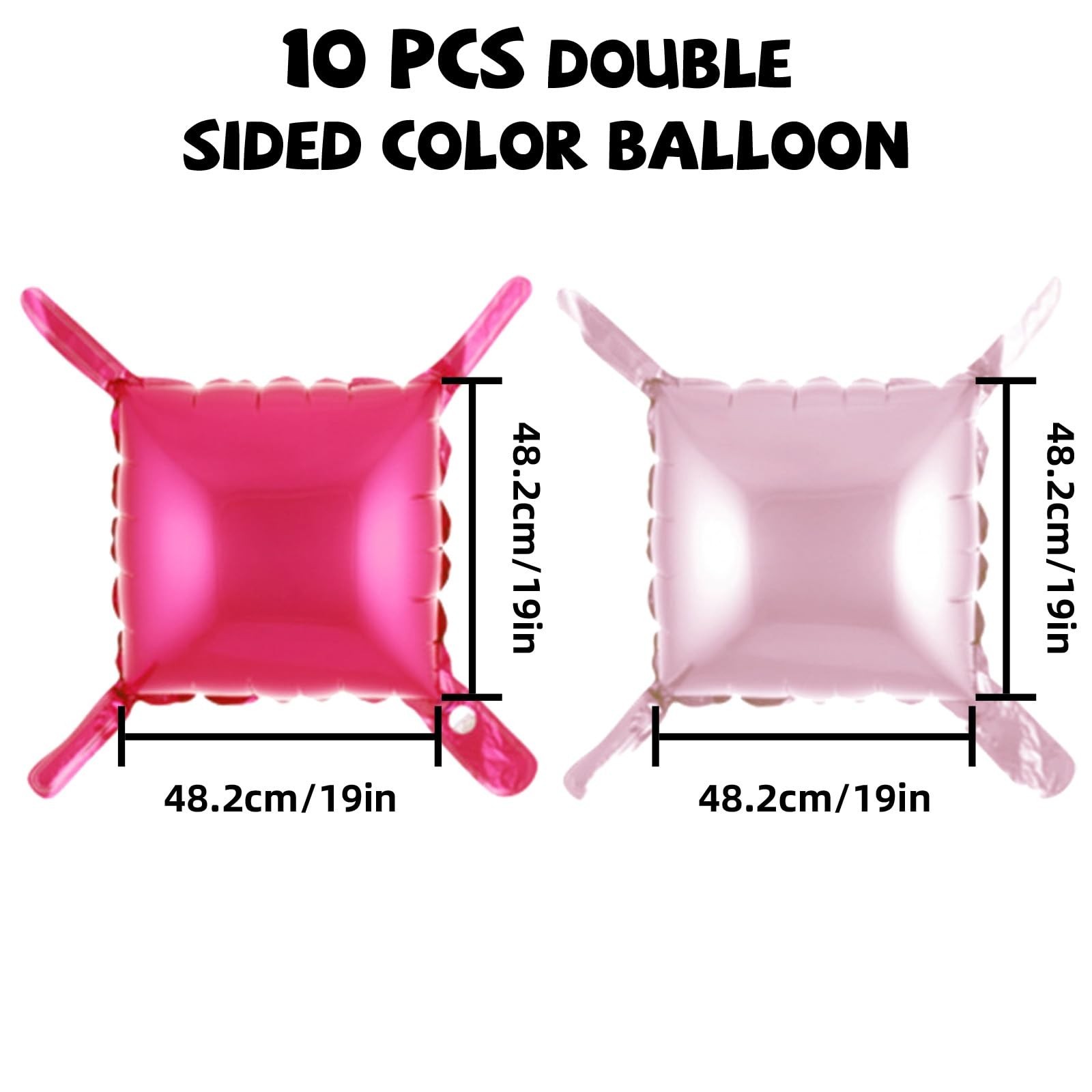 HILAVO Hot Pink Square Balloons Wall, 10 PCS Magenta Foil Balloons Wall Doubl…