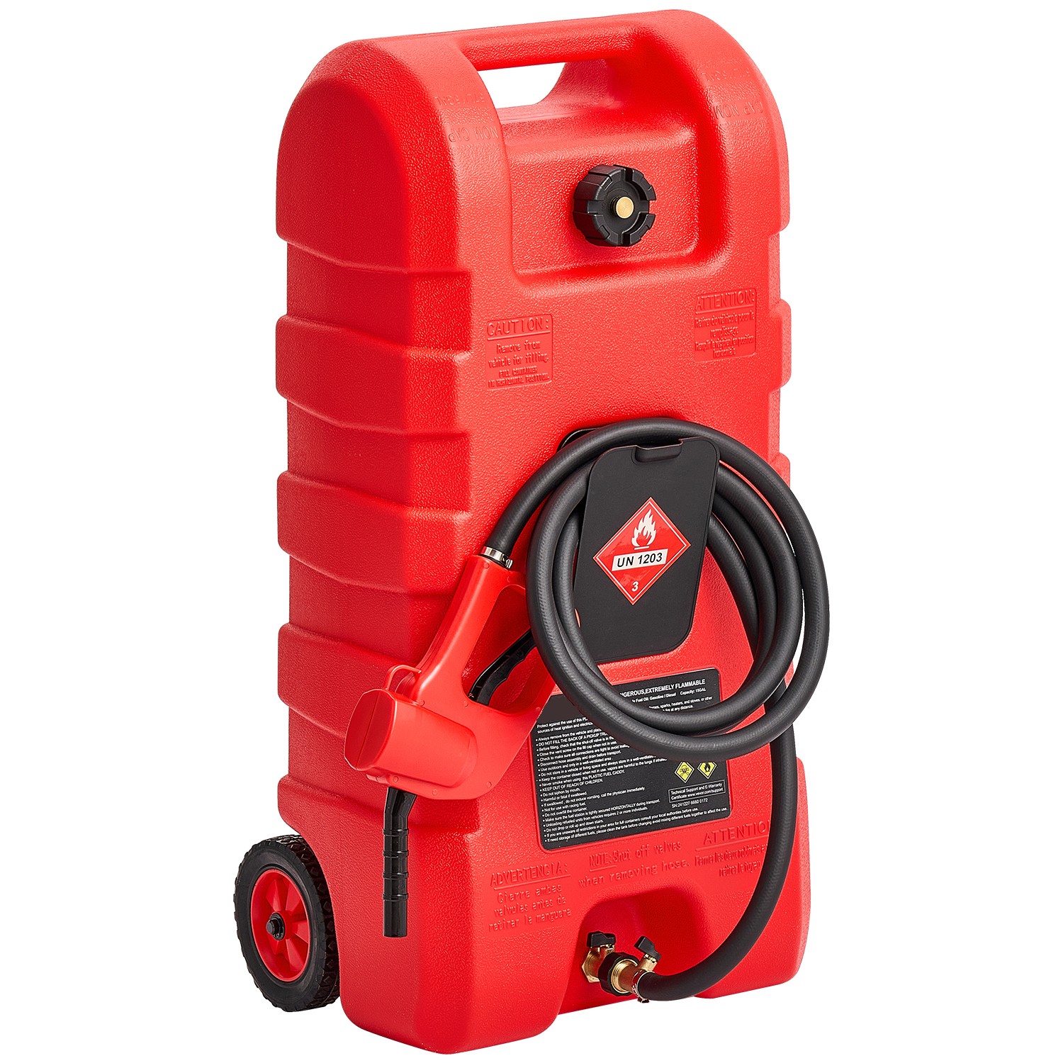 Fuel Caddy 15 Gallon Portable Fuel Tank with Gravity & Hand Pump Modes