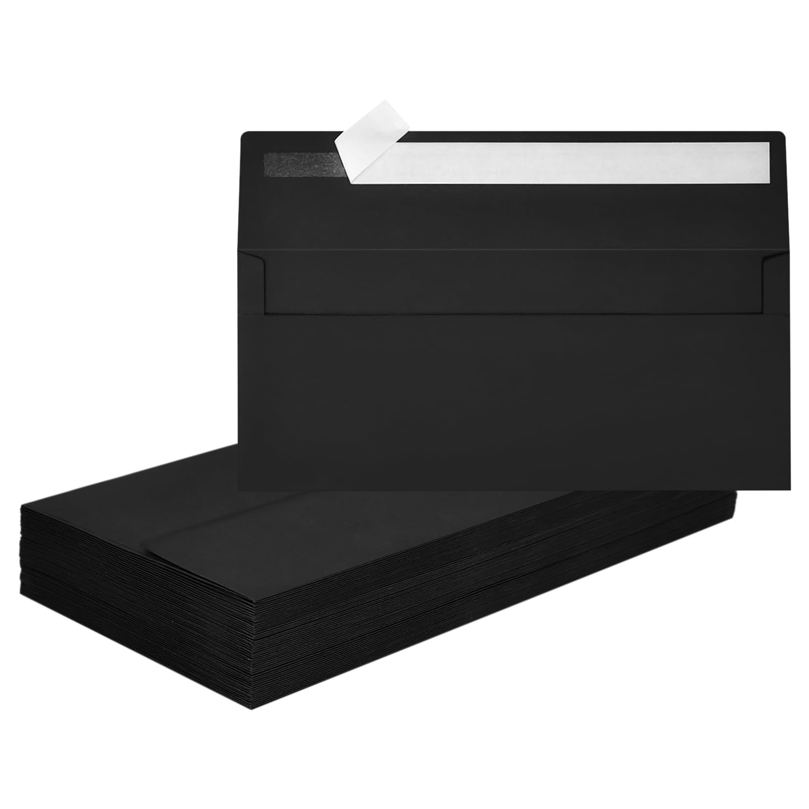 50 Pack #10 Black Business Envelopes 4-1/8×9-1/2 Self Seal Mailing Set