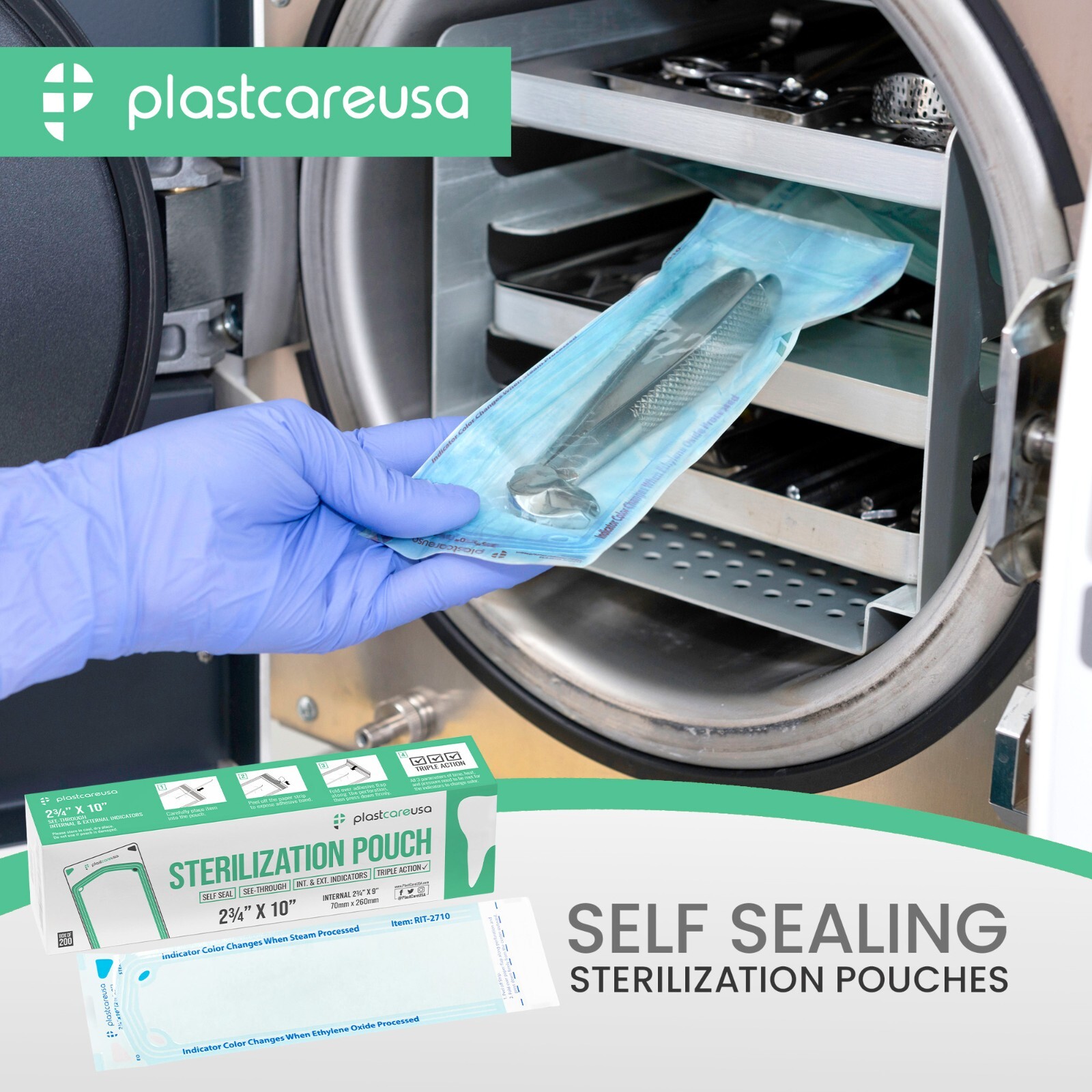 2.75″ x 10″ Self-Sealing Sterilization Pouches for Autoclave (Choose Quantity)
