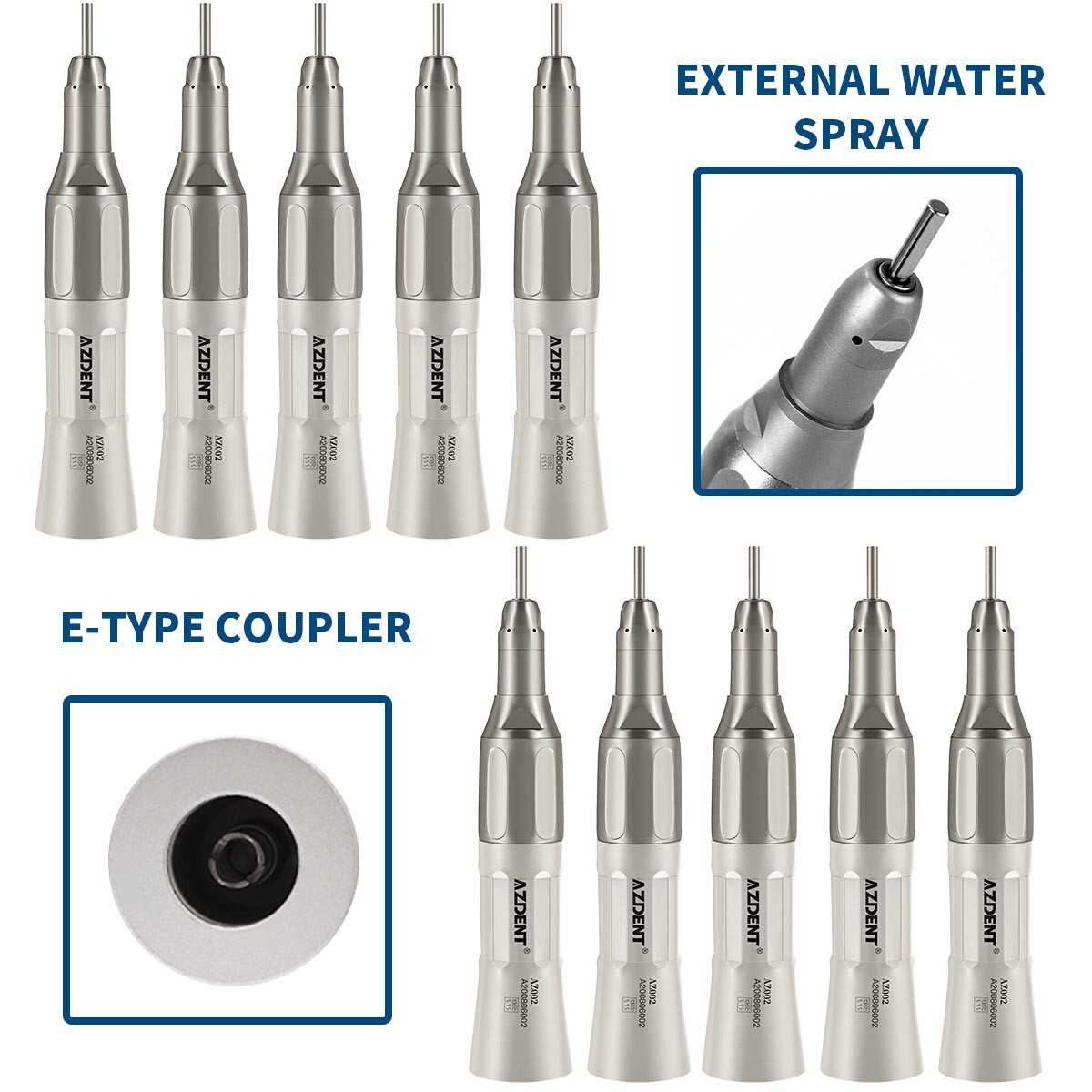 Dental Surgical 1:1 Straight Handpiece Low Speed External Water AZDENT