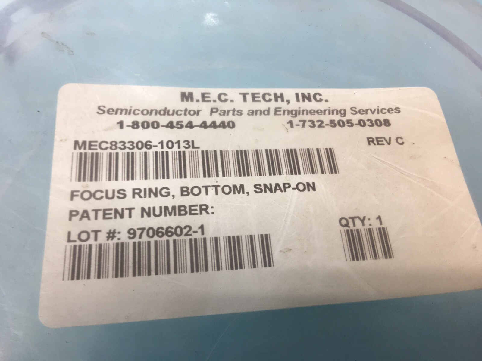 Lot of 2 M.E.C Tech. MEC83306-1013L FOCUS RING, BOTTOM, SNAP-ON, 189472