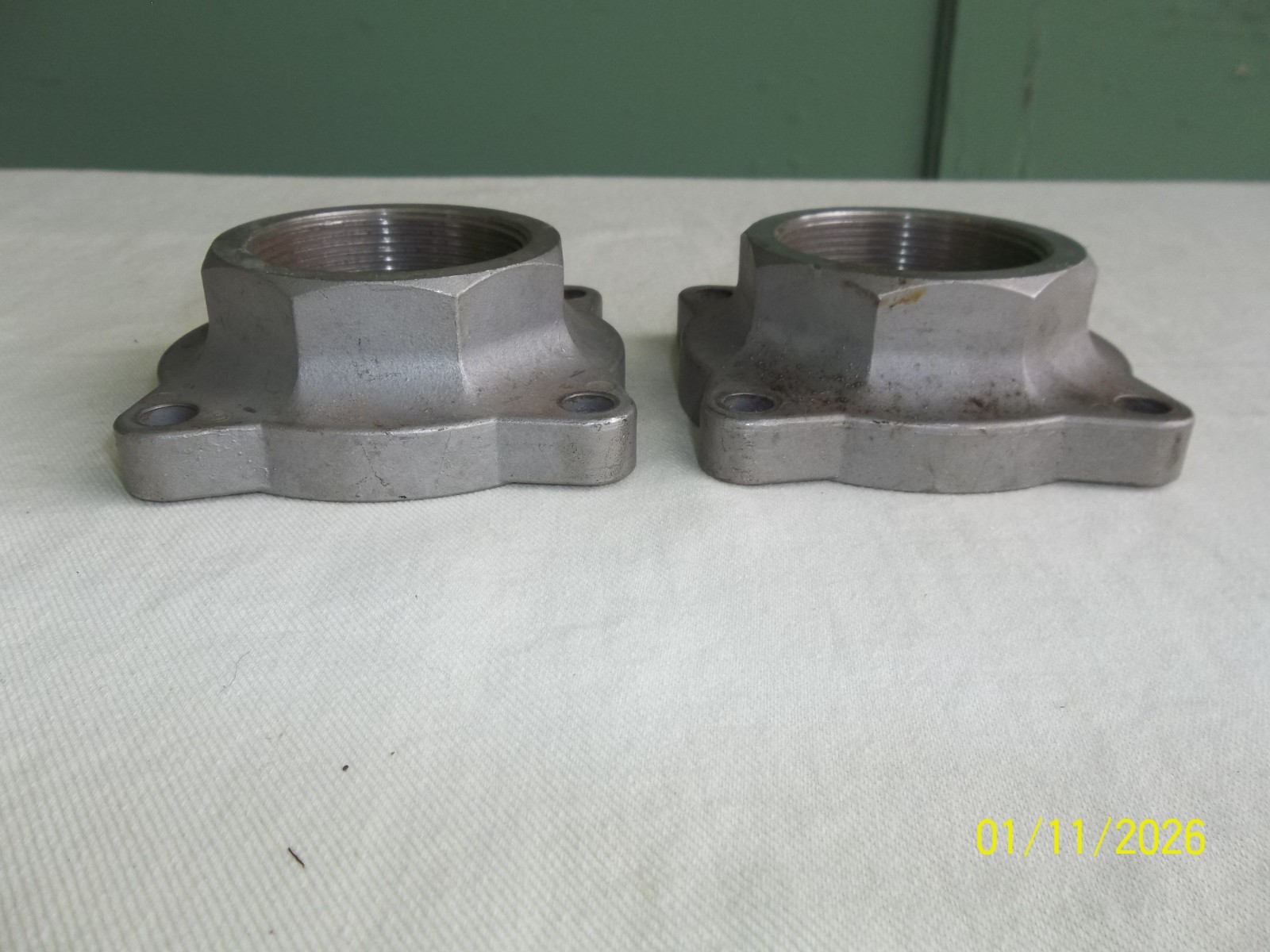 Pair of 4-BOLT PIPE THREADED FLANGE 2-1/4″ Diameter Bracket Mounts