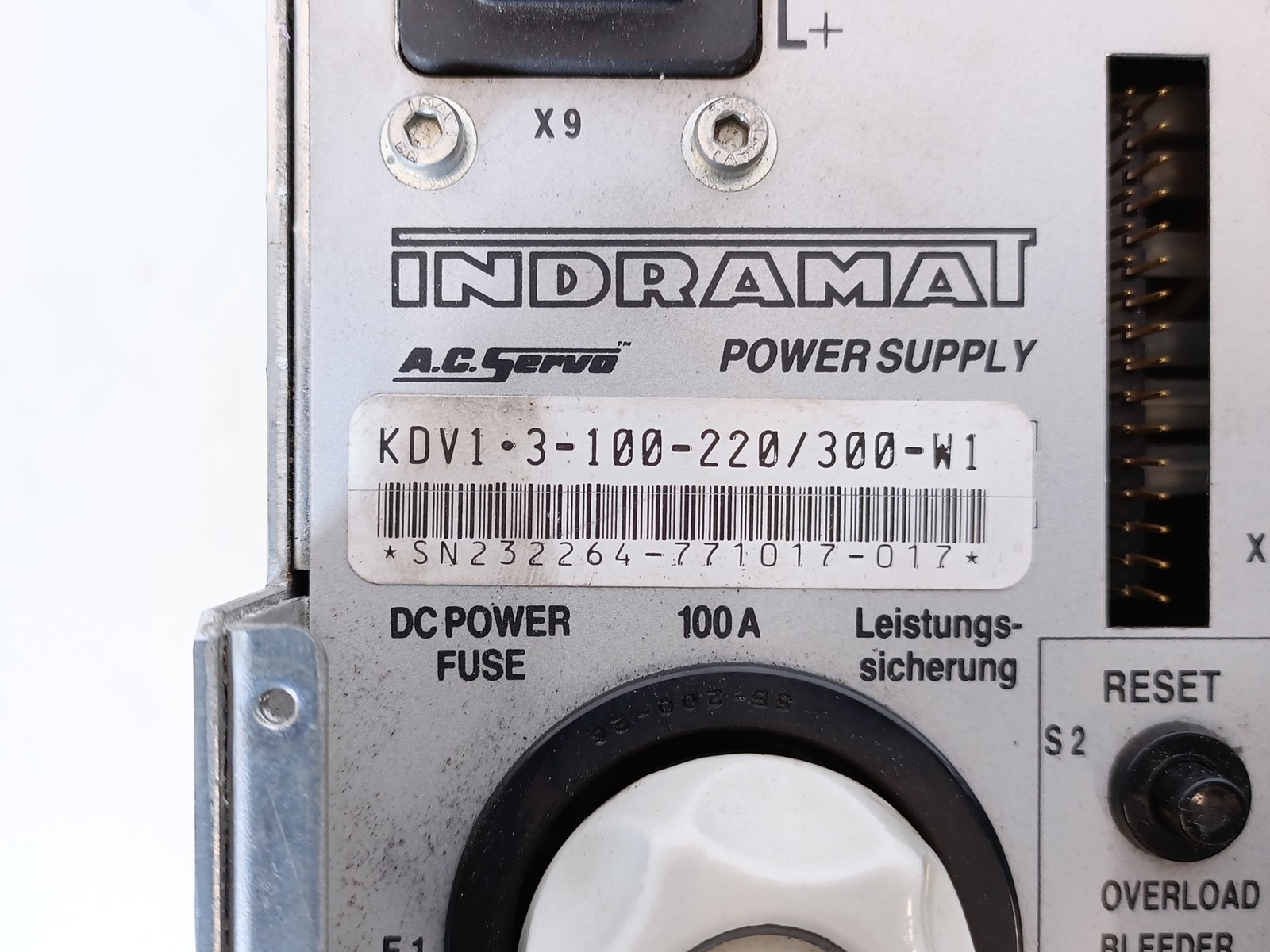 Indramat KDV1.3-100-220/300-W1 AC Servo Power Supply