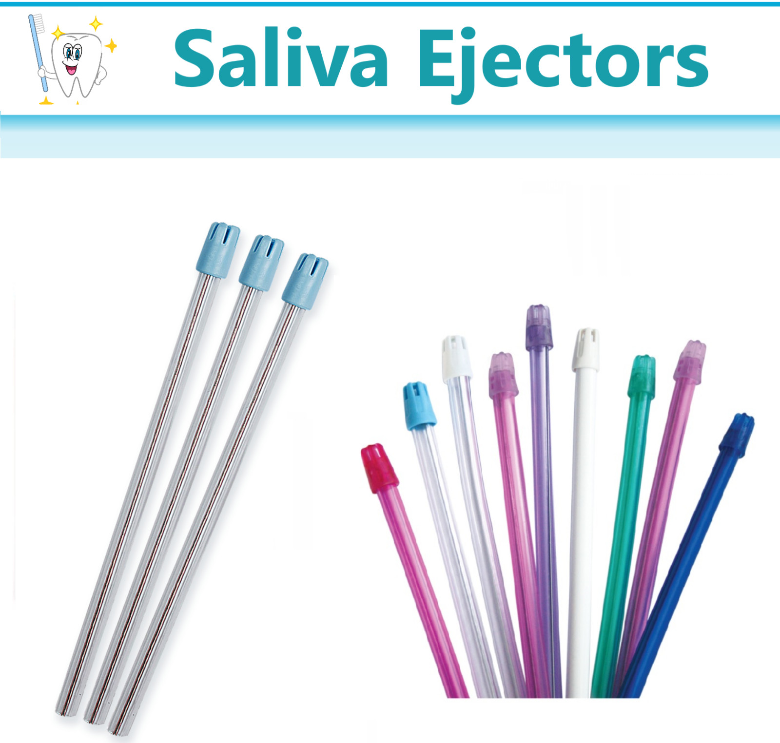 100-1000 Dental Saliva Ejectors Ejector CLEAR/BLUE Suction Tips Disposable Tip