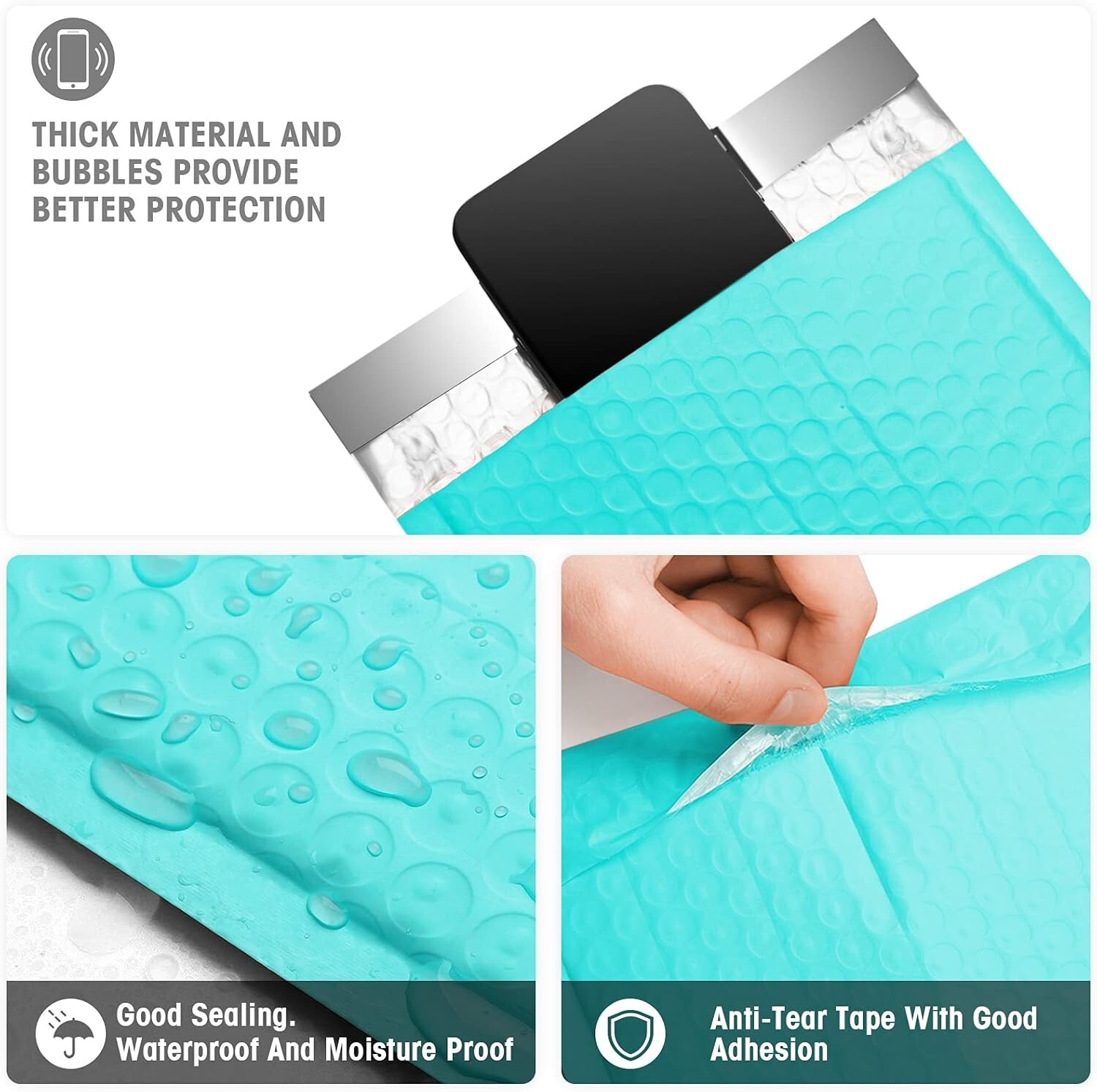 Poly Bubble Mailer Padded Bags Mailing Bubble Envelopes Bags #0 6×10″ 100Pc Teal