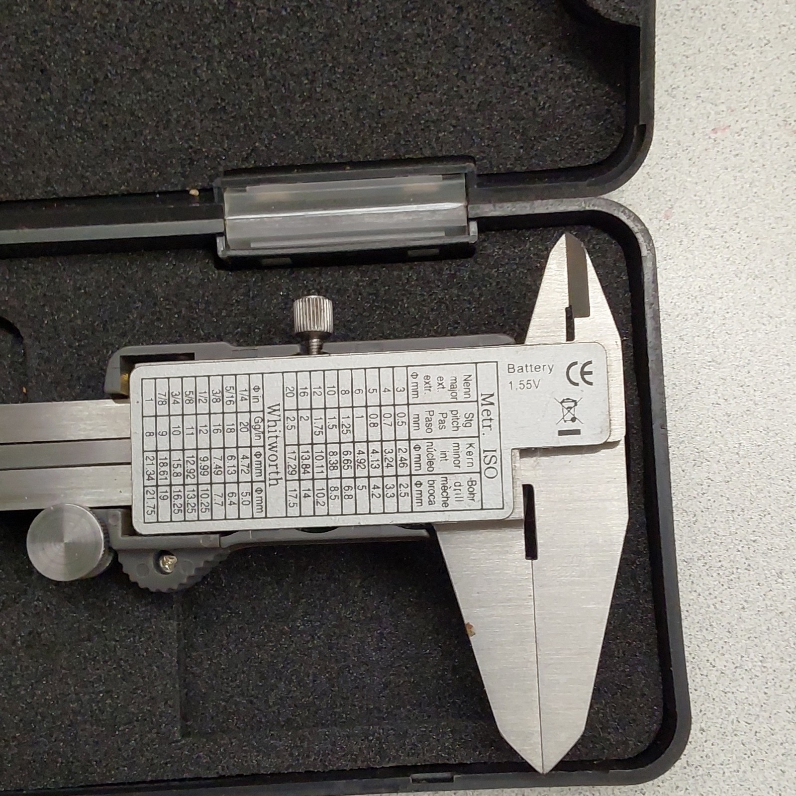 Stainless Hardened Digital Caliper 0-6 in Range, 0.0005 in Resolution, Case